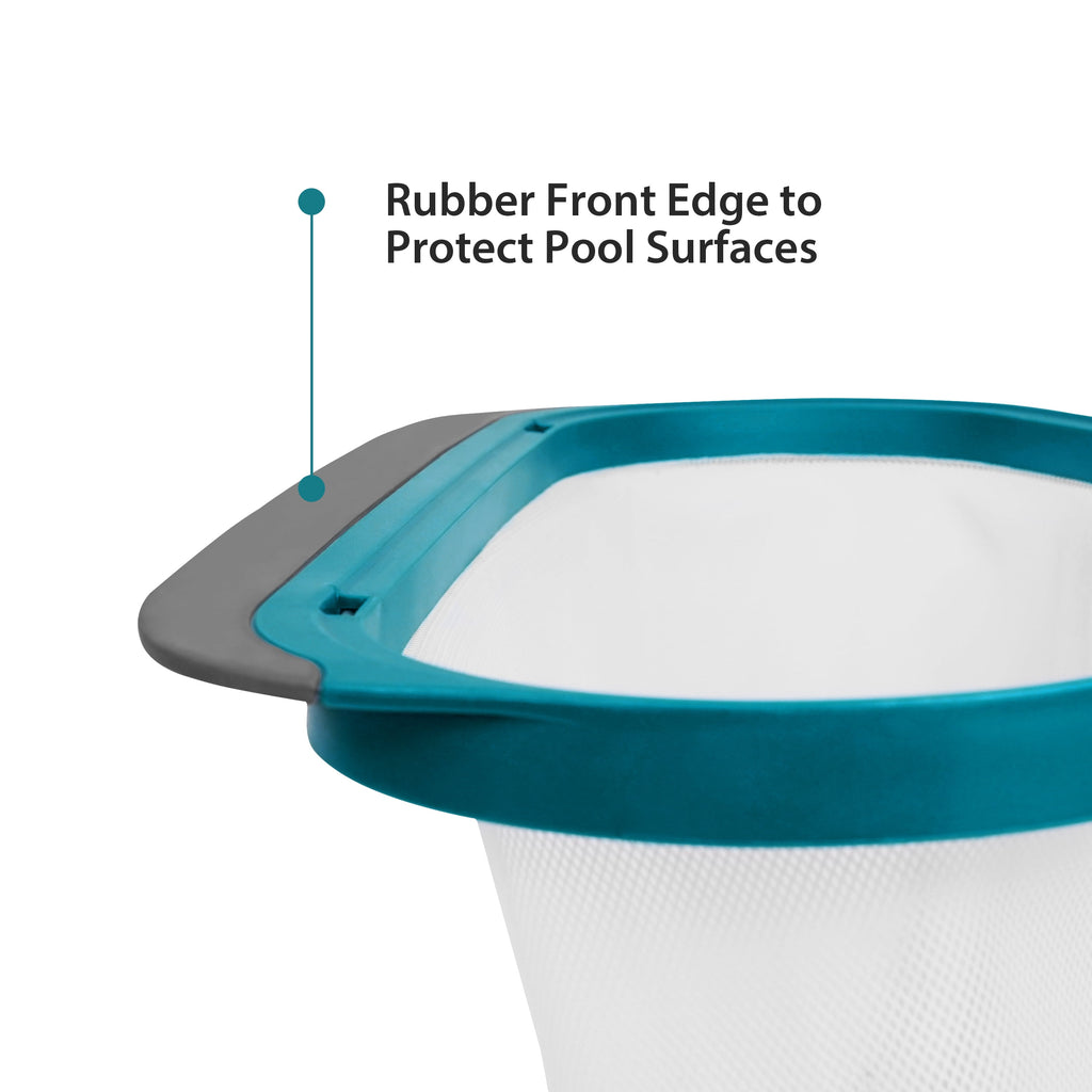 Bluescape Teal & Gray Pool Leaf Rake with Aluminum Frame and Tab Easy to Empty Debris