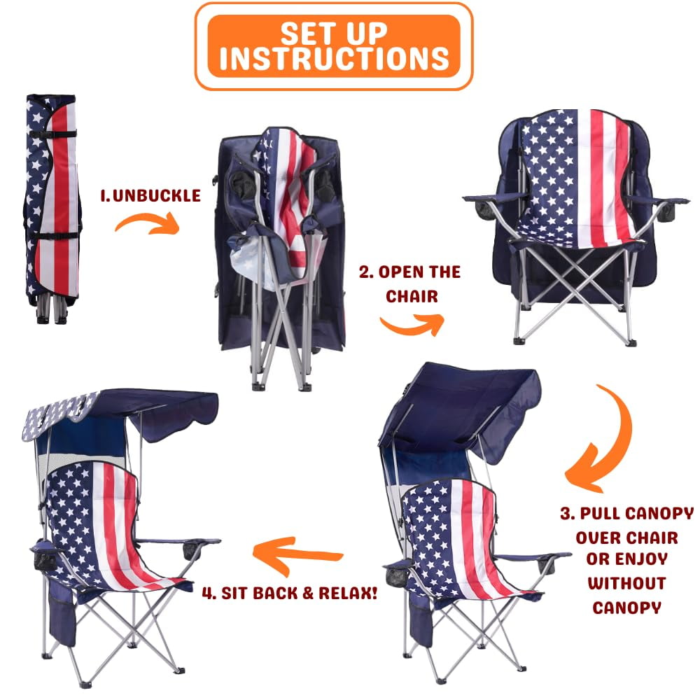 VTOY Camping Chair with Canopy Portable Canopy Camping Chairs with Shade for Outside Folding Beach Chairs with Shade for Adults(Olive Green)