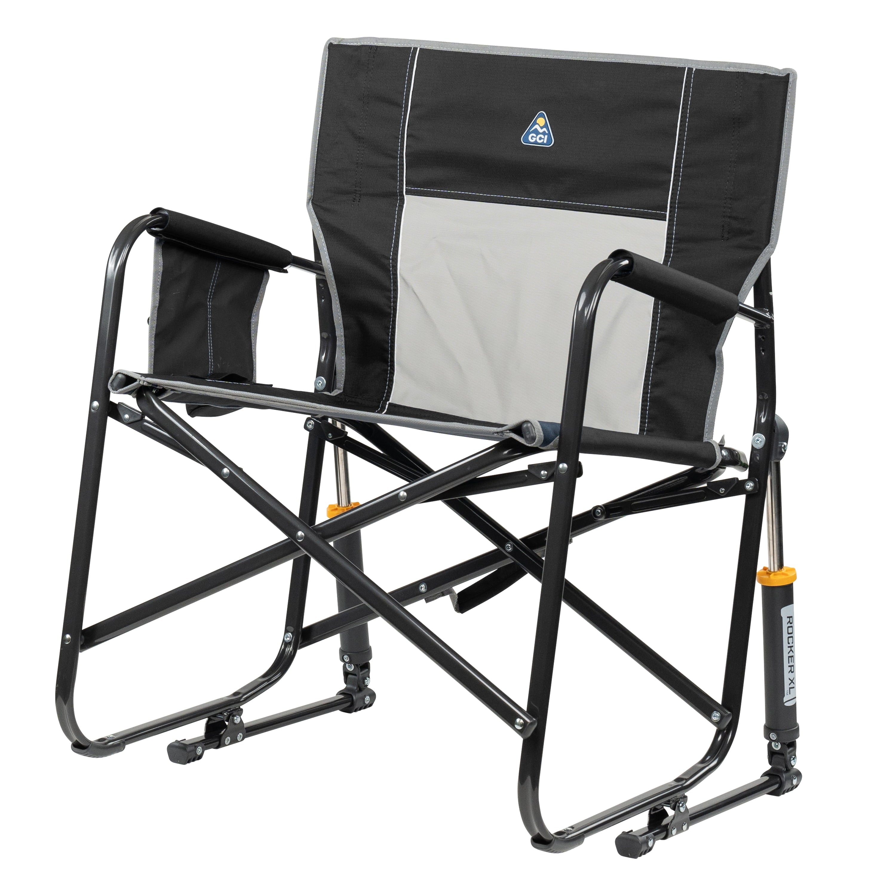 GCI Outdoor Freestyle Rocker XL Oversized Foldable Rocking Camp Chair, Pewter