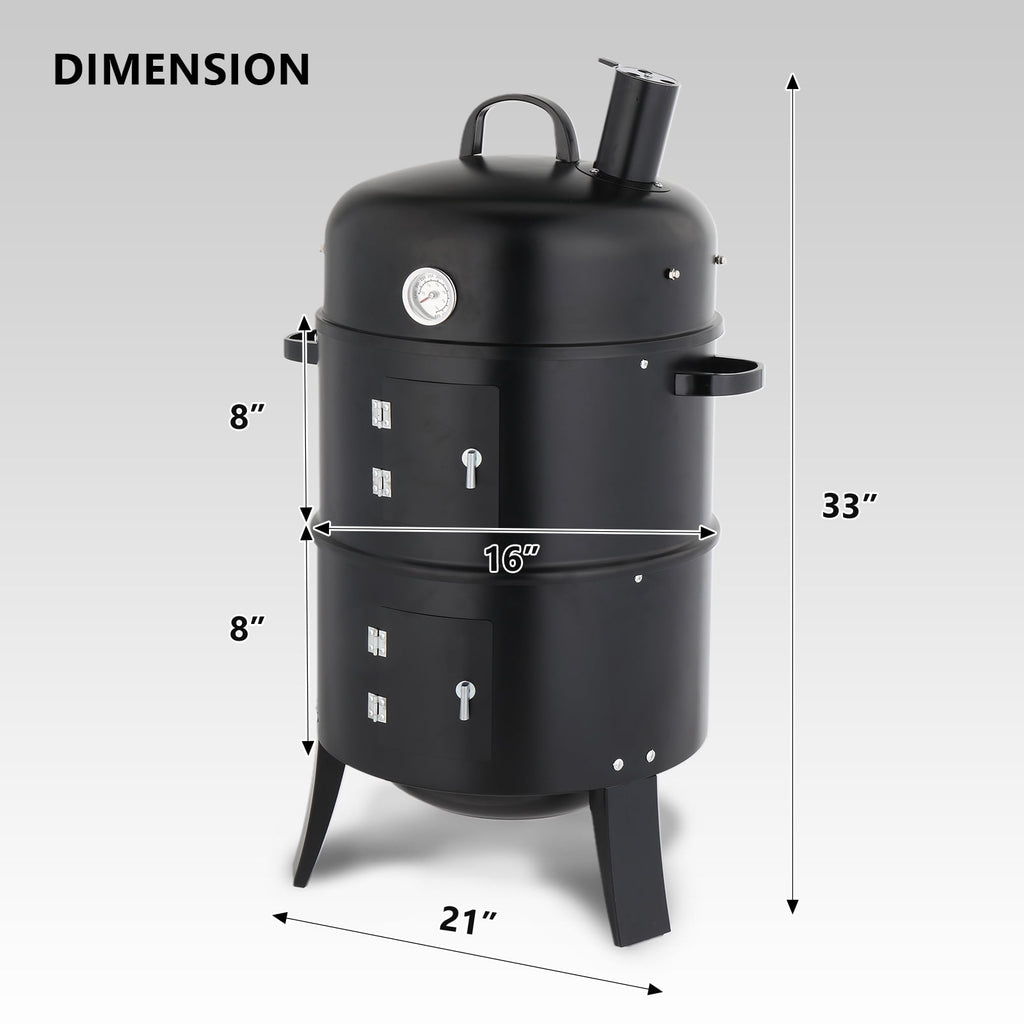 Zimtown BBQ Charcoal Grill Outdoor Barbecue Pit Smoker with 3 Levels Patio Backyard Black