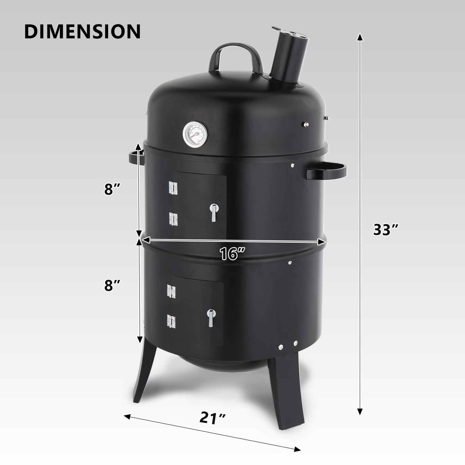 Zimtown BBQ Charcoal Grill Outdoor Barbecue Pit Smoker with 3 Levels Patio Backyard Black