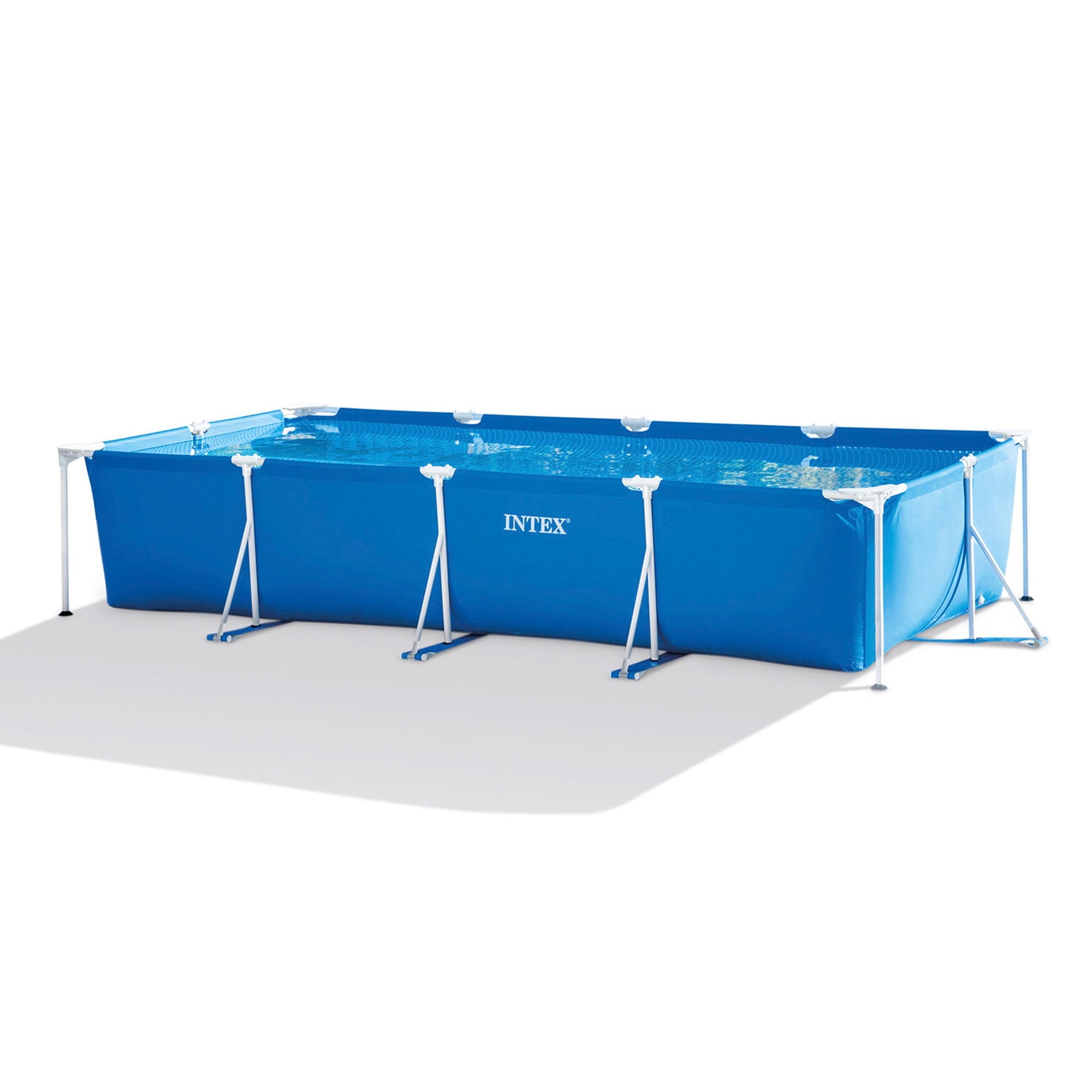 INTEX Rectangular Frame 9ft 10in x 29.5 Above Ground Swimming Pool with Flow Control Valve