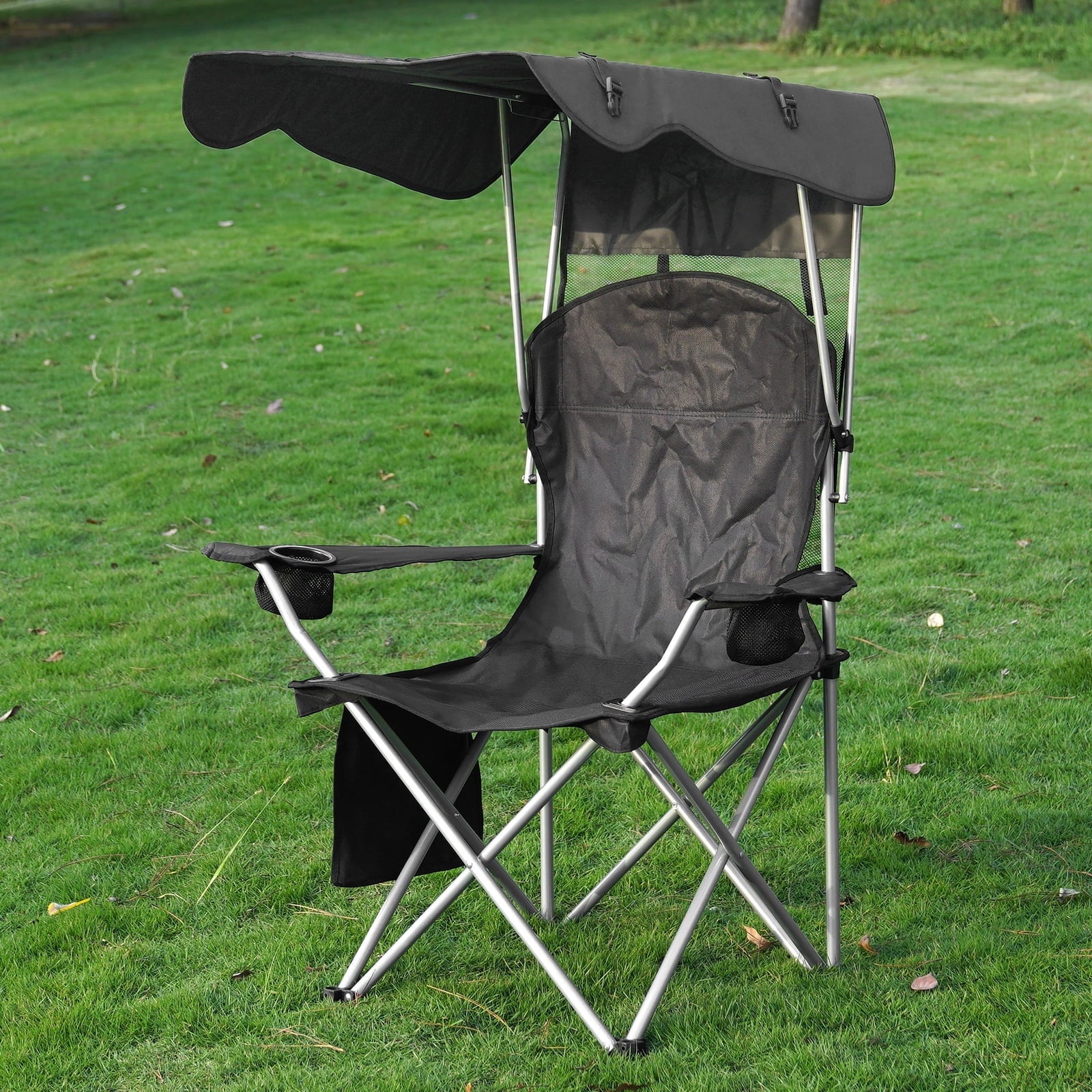 VTOY Camping Chair with Canopy Portable Canopy Camping Chairs with Shade for Outside Folding Beach Chairs with Shade for Adults(Olive Green)
