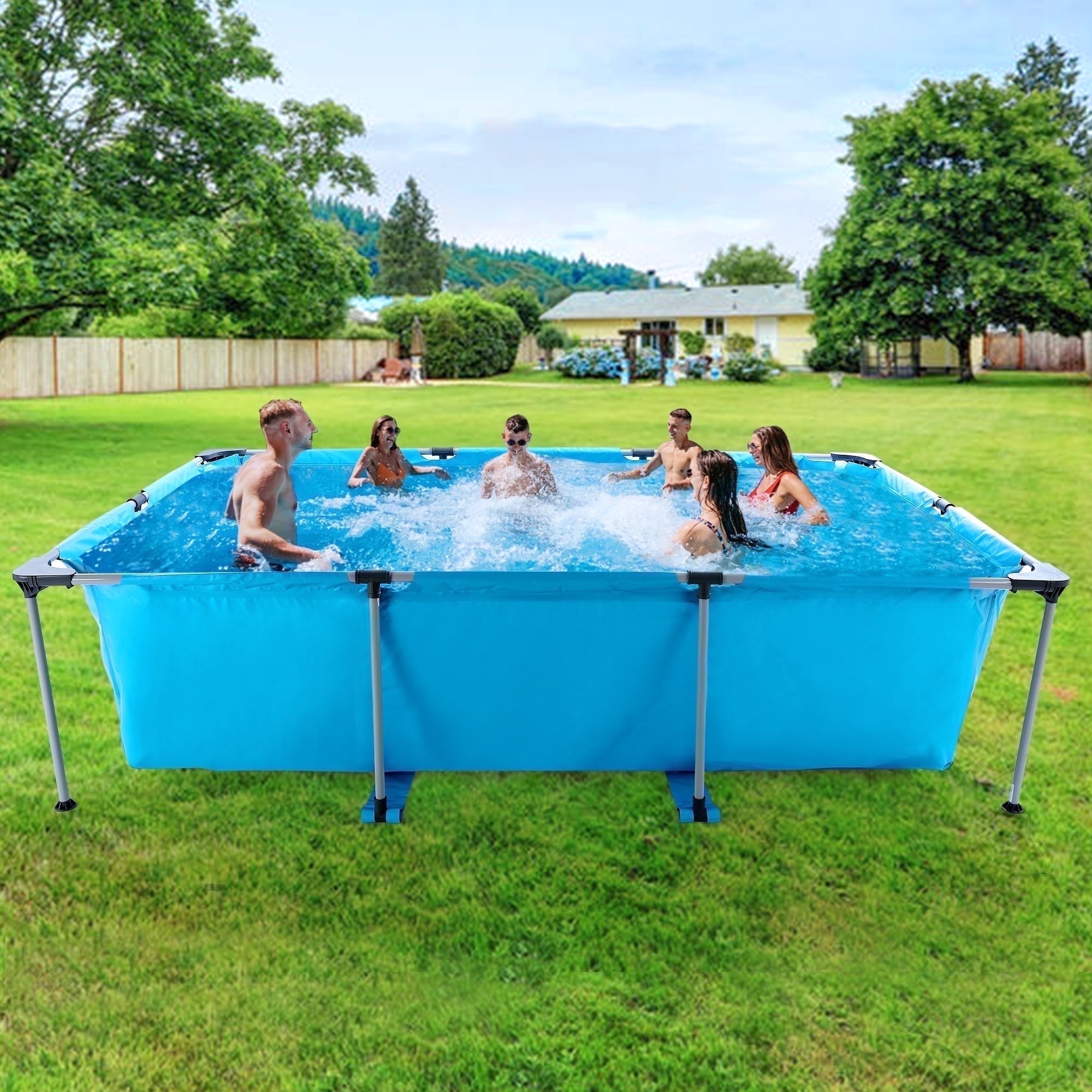 Naipo 15FT Above Ground Swimming Pool for Backyard Large Steel Frame Upgraded PVC Swimming Pools for Family and Pets with 177 × 86in