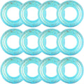 12 Pcs Summer Swim Rings with Glitter Fun Inflatable Pool Float Round Shaped Swimming Pool Tubes for Beach Party Supplies(Blue,23.6 l X 23.6 w)