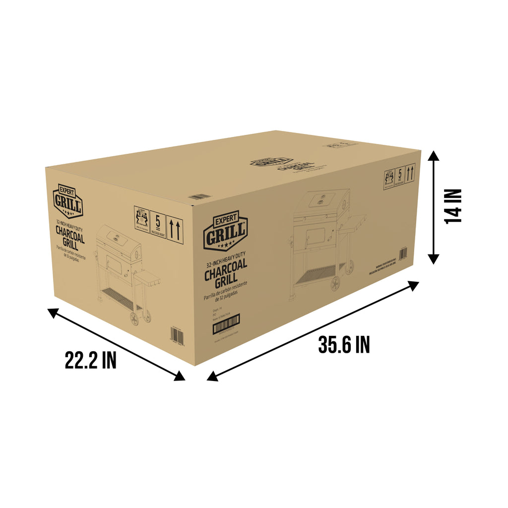Expert Grill Charcoal Grill, 24 Inch Heavy Duty Charcoal Grill with Wheels, Black