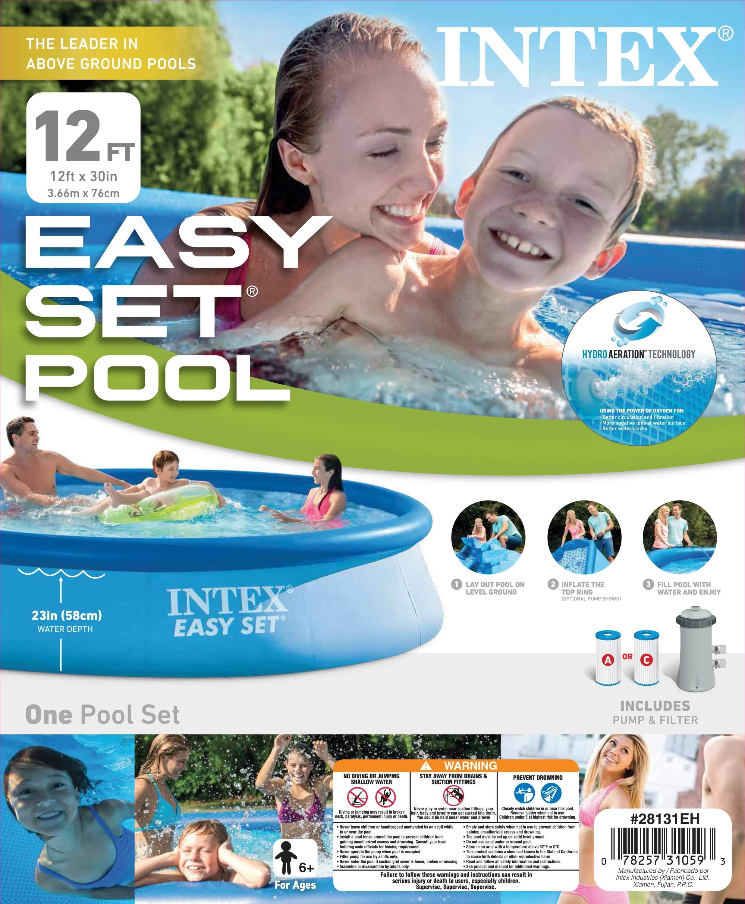 Intex 12' x 30 Easy Set Above Ground Swimming Pool & Filter Pump | 28131EH
