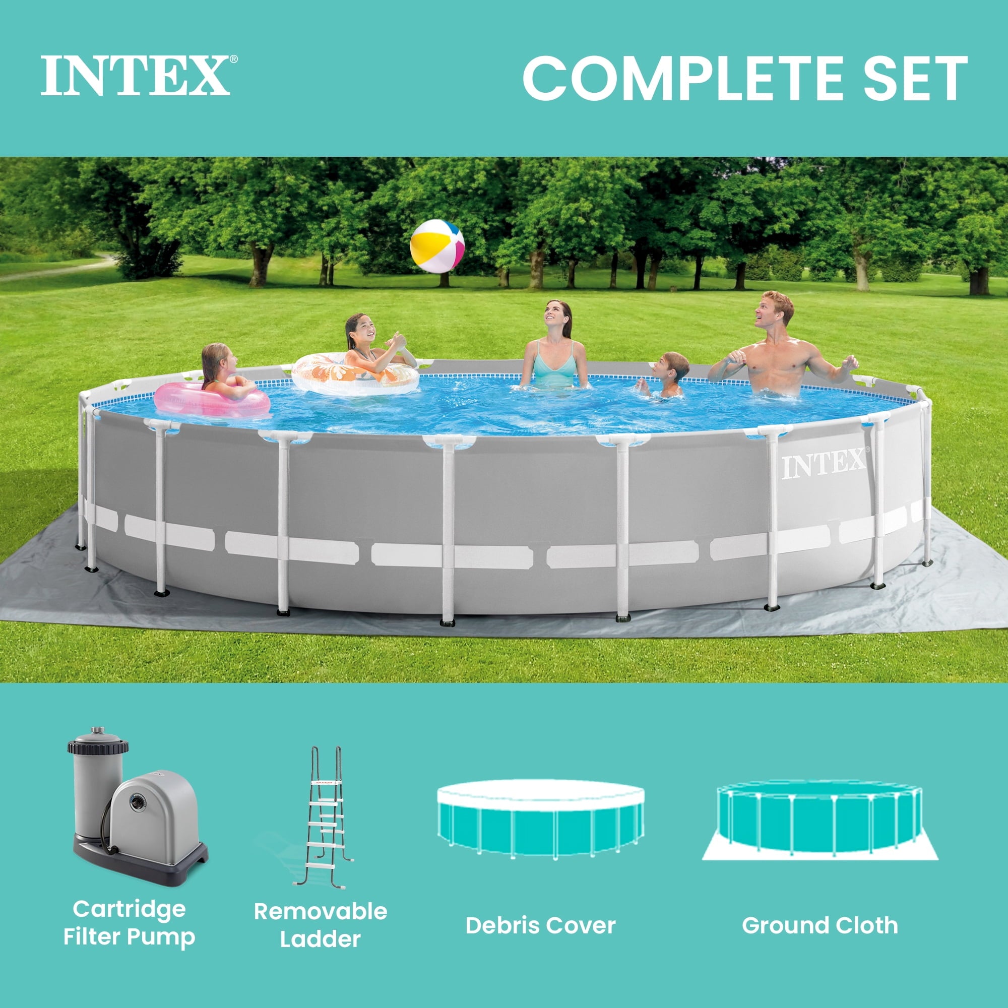Intex 26719EH 14ft x 42in Prism Frame Above Ground Swimming Pool with Pump