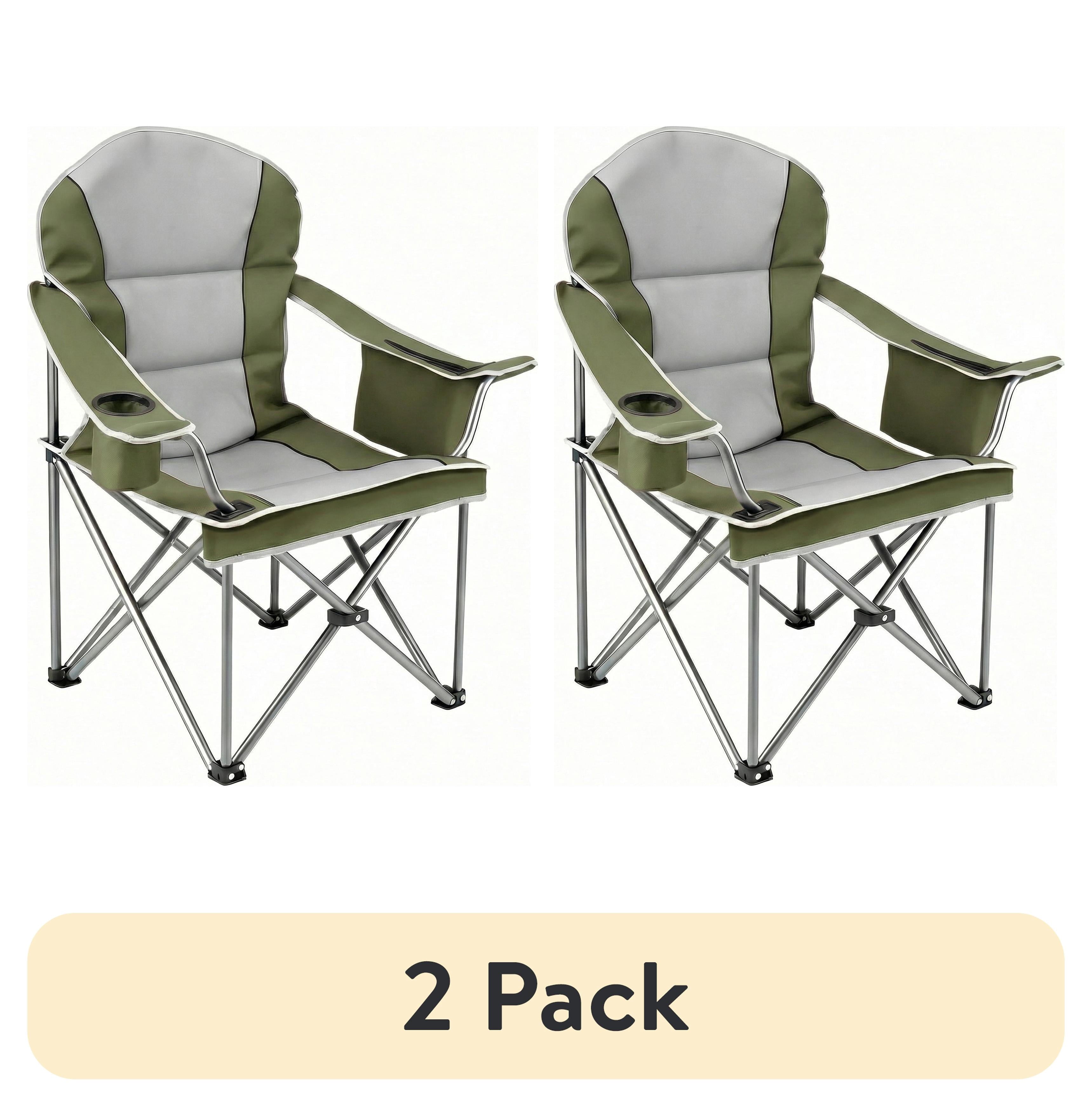 EDX Heavy Duty Camping Chair 500 lb Capacity, Oversized Extra Wide for Adults, Padded High Back Folding Lawn Chair, 500 lbs Steel Frame, Portable Outdoor Camping Chair with Cup Holder, Red Gray