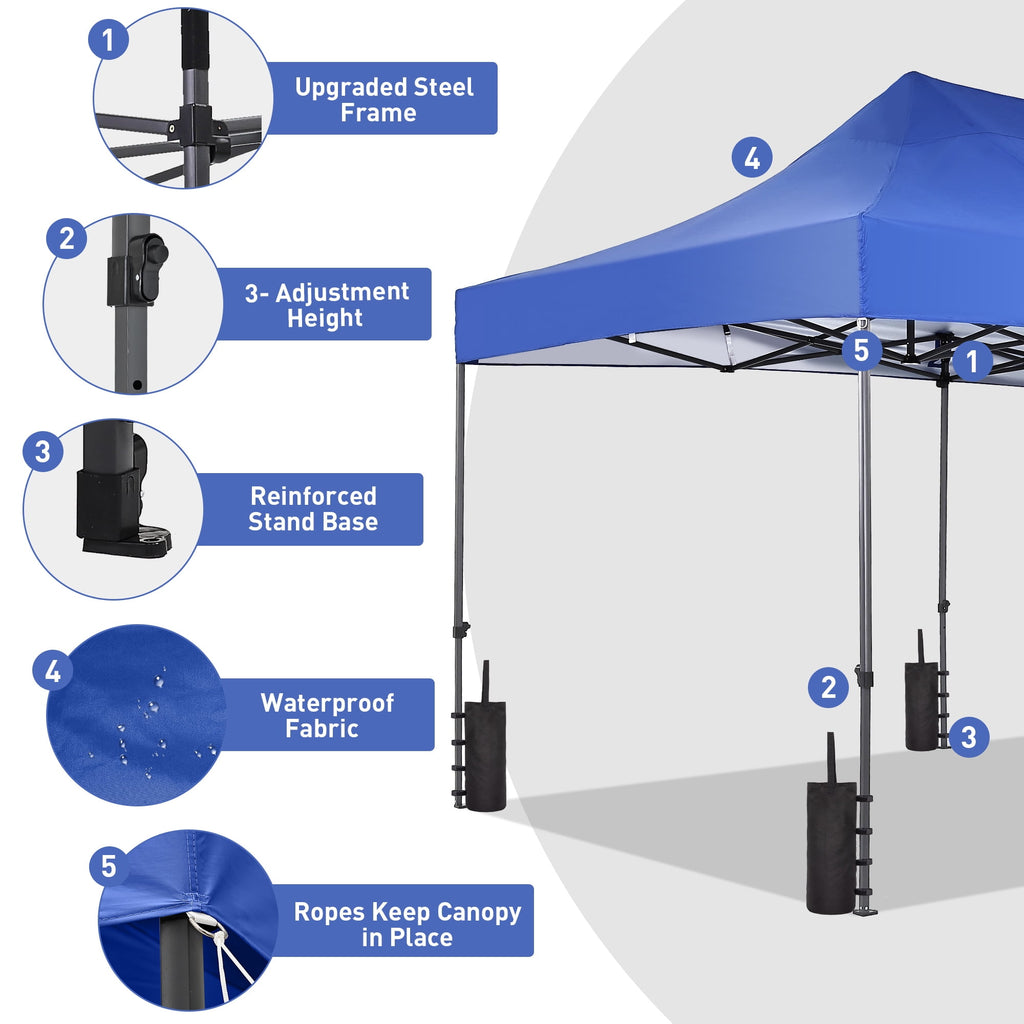 Ainfox 5-Piece Sidewalls for 10x20 Pop Up Canopy Tent, 420D Oxford PVC Waterproof Sun Shade Privacy Walls with Windows & Zippers, White