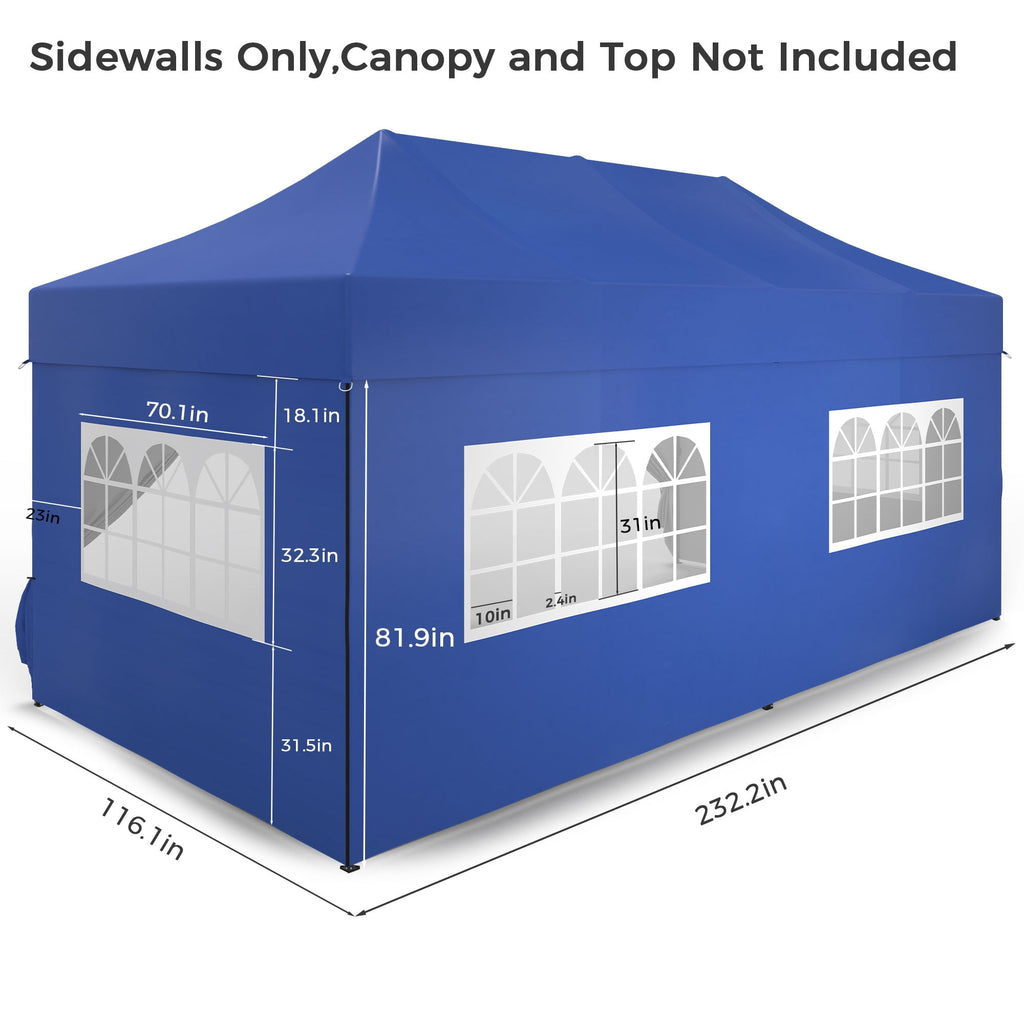 Ainfox 5-Piece Sidewalls for 10x20 Pop Up Canopy Tent, 420D Oxford PVC Waterproof Sun Shade Privacy Walls with Windows & Zippers, White