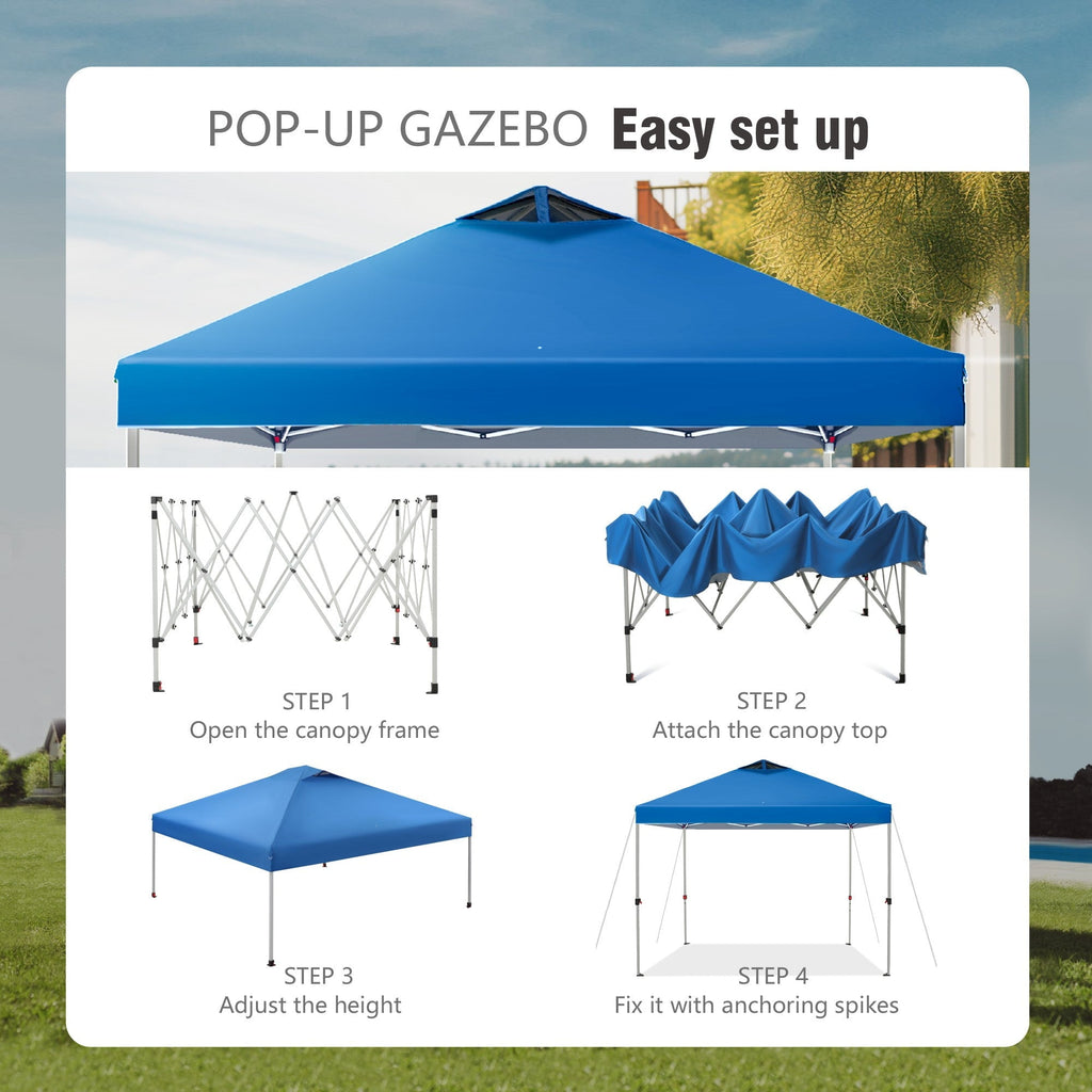 Alpha Joy 10'x 10' Pop up Canopy Outdoor Shade Canopy Event Instant Canopy Tent with Roller Bag, Blue
