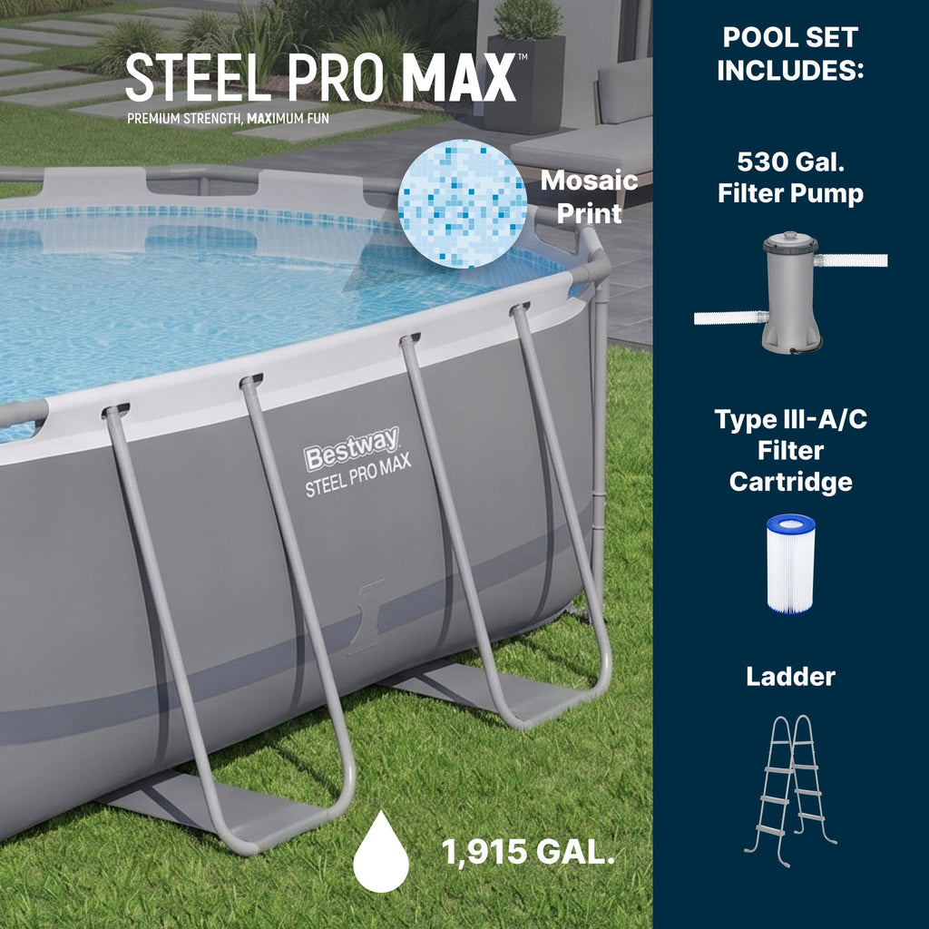 Bestway Steel Pro MAX 10 ft x 6 ft 7 In x 33 in, Oval Above Ground Pool Set, Outdoor Frame Swimming Pool