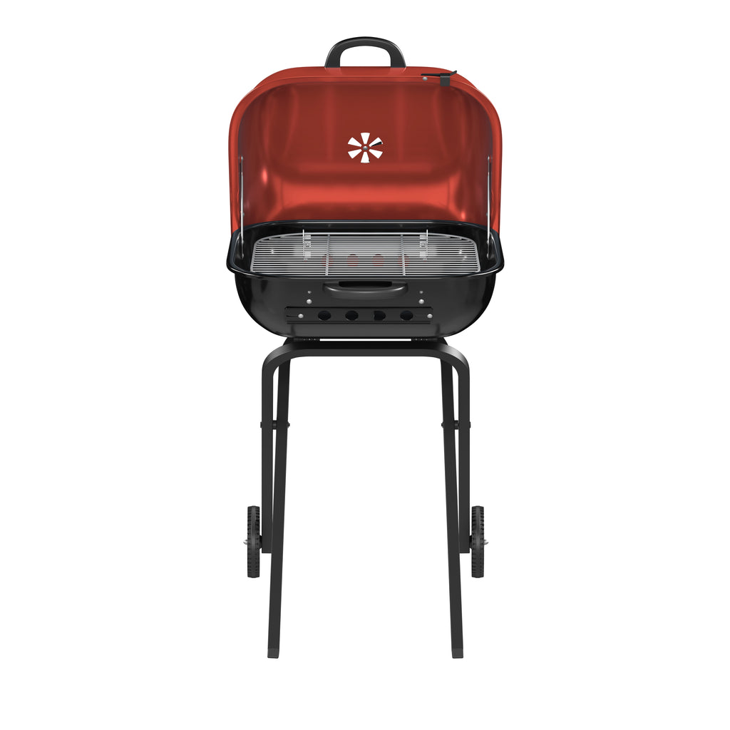 Americana Walk-A-Bout, Original Square Charcoal Grill-100% Pre-Assembled Portable Steel, Blue