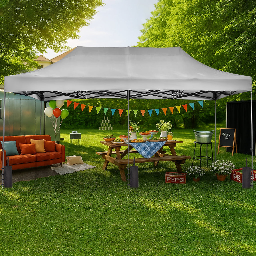 Ainfox 5-Piece Sidewalls for 10x20 Pop Up Canopy Tent, 420D Oxford PVC Waterproof Sun Shade Privacy Walls with Windows & Zippers, White