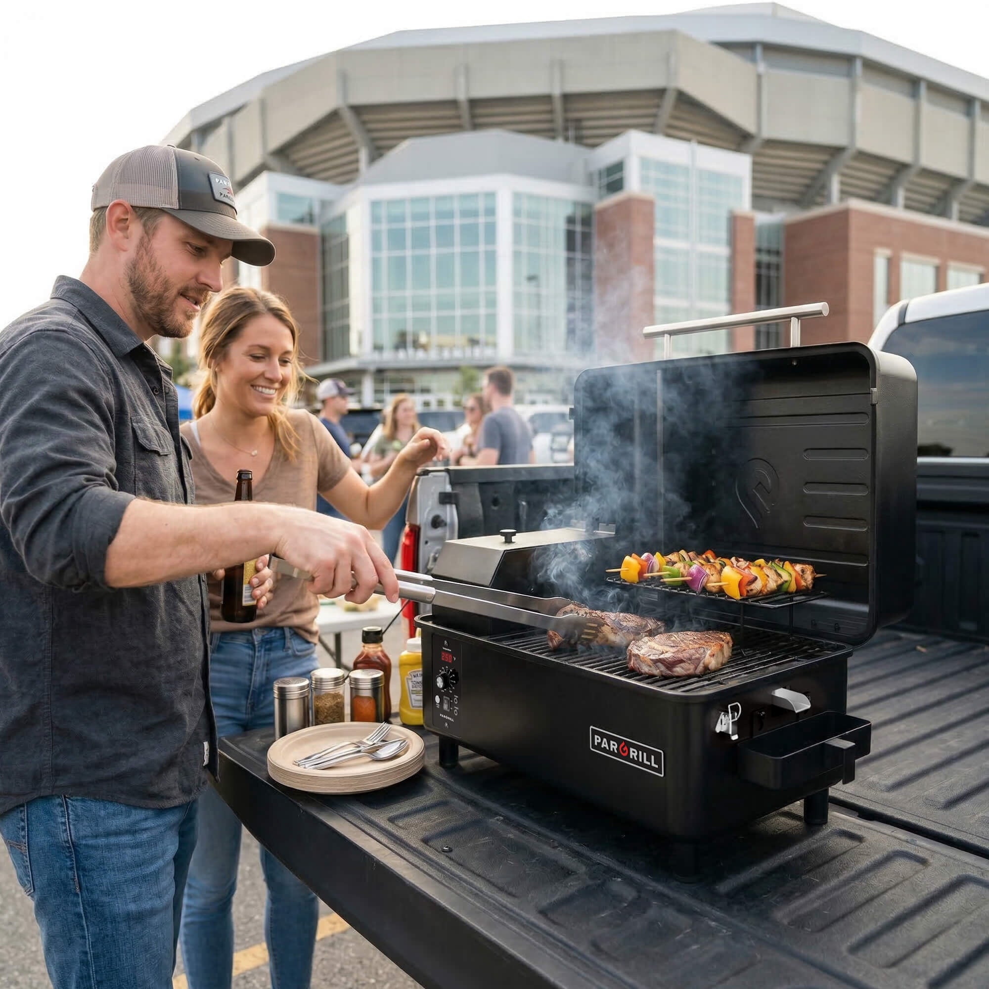 PARGRILL 271 sq.in Wood Pellet Grill & Smoker, Tabletop Portable BBQ Grill with Digital Control, for Camping, Tailgating, Patio & Backyard