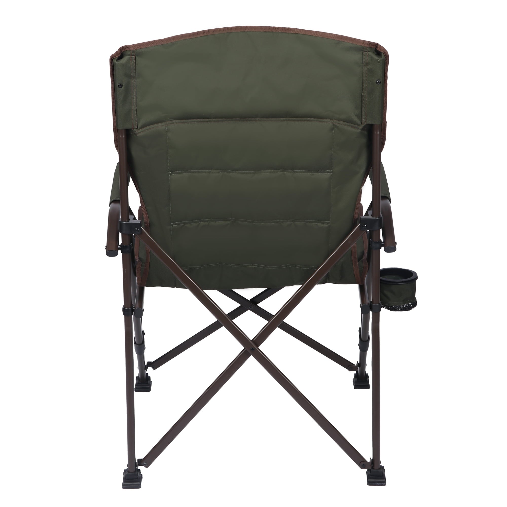 Ozark Trail Heavy Duty Hard Arm Camp Chair with Adjustable Cupholder, Tensioned Seat Fabric, Brown