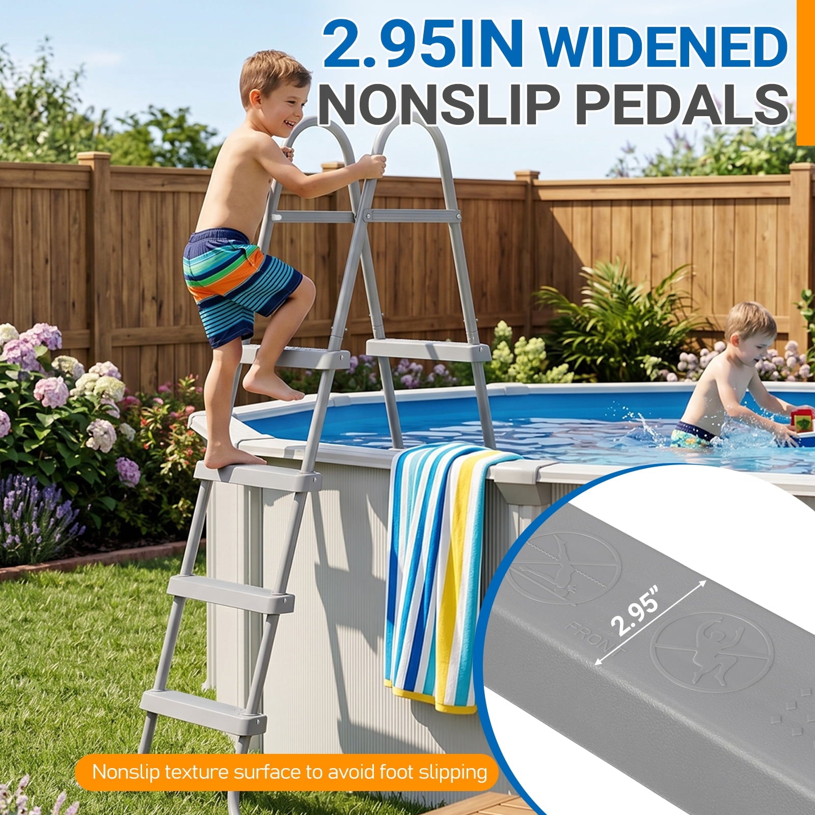 Ktaxon 52 4Step Steel Frame Above Ground Swimming Pool Ladder,Heavy Duty Double Sided Removable Pool Steps with Ladder Escape