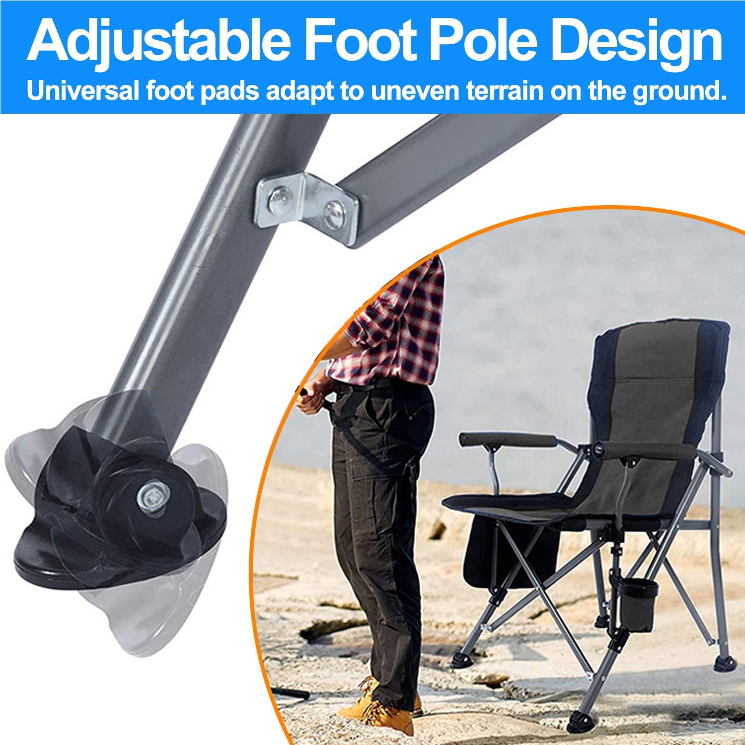 Camping Chairs, 2 Pack Heavy-Duty Steel Frame Supports 450Lbs, Foldable Outdoor Lawn Chair with Cup Holder