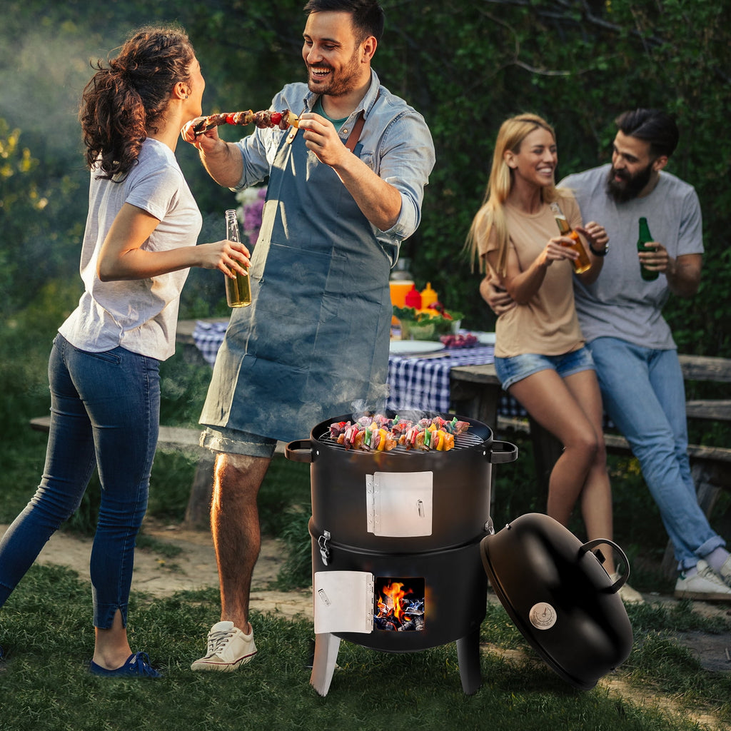 Zimtown BBQ Charcoal Grill Outdoor Barbecue Pit Smoker with 3 Levels Patio Backyard Black