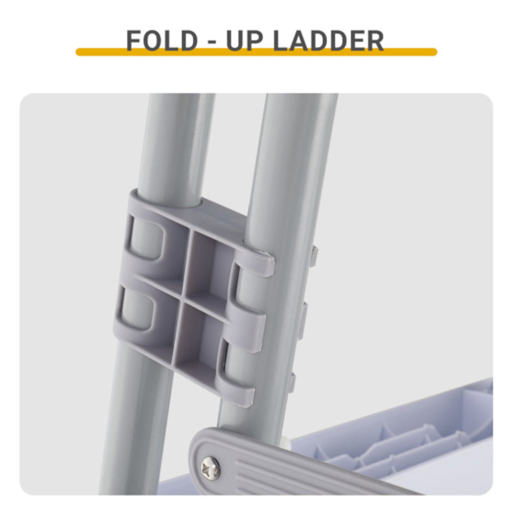 Alvantor 4-Step Above Ground Pool Ladder with Safety Buckle Foldable Entry Side 300 lb Capacity for Pools up to 52 in