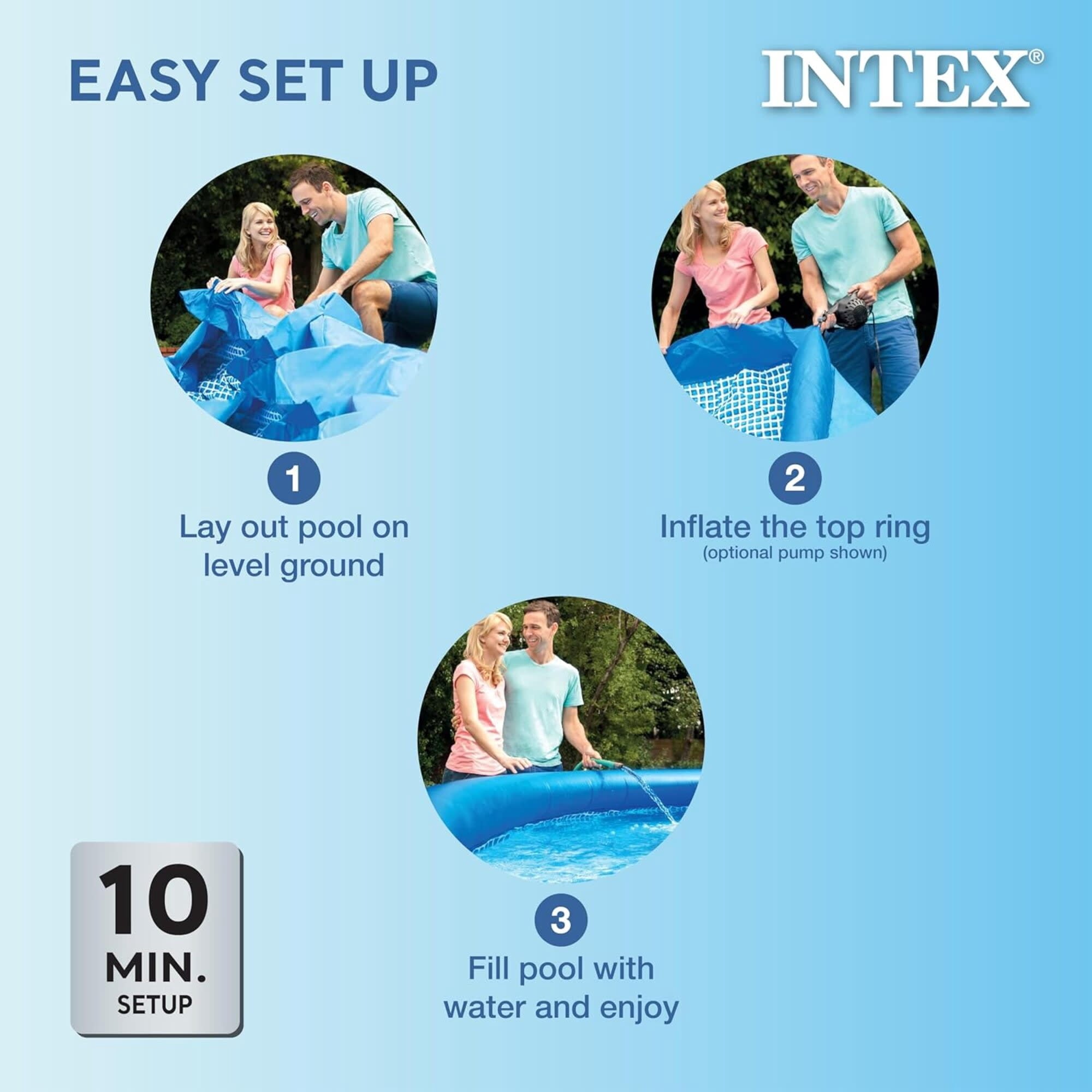 Intex: : Easy Set Pool - 10' x 30 - Inflatable Above Ground Swimming Pool, Puncture-Resistant Material, 1018 Gal Cap, Kids-Family Water Play, 28120EH