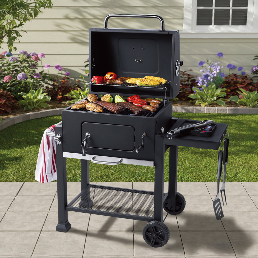 Expert Grill Charcoal Grill, 24 Inch Heavy Duty Charcoal Grill with Wheels, Black