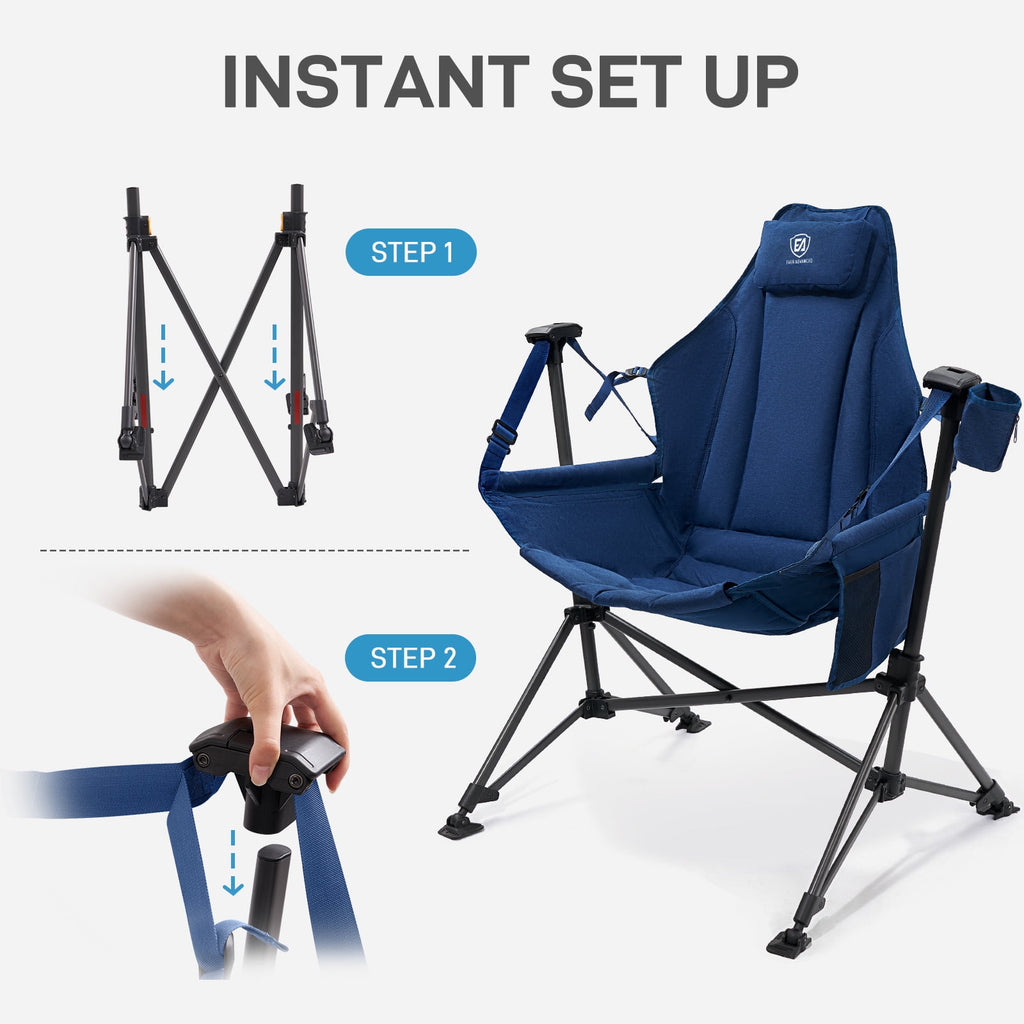 Hammock Camping Folding Chair for Outdoor with Adjustable Back and Padded Seat, Grey
