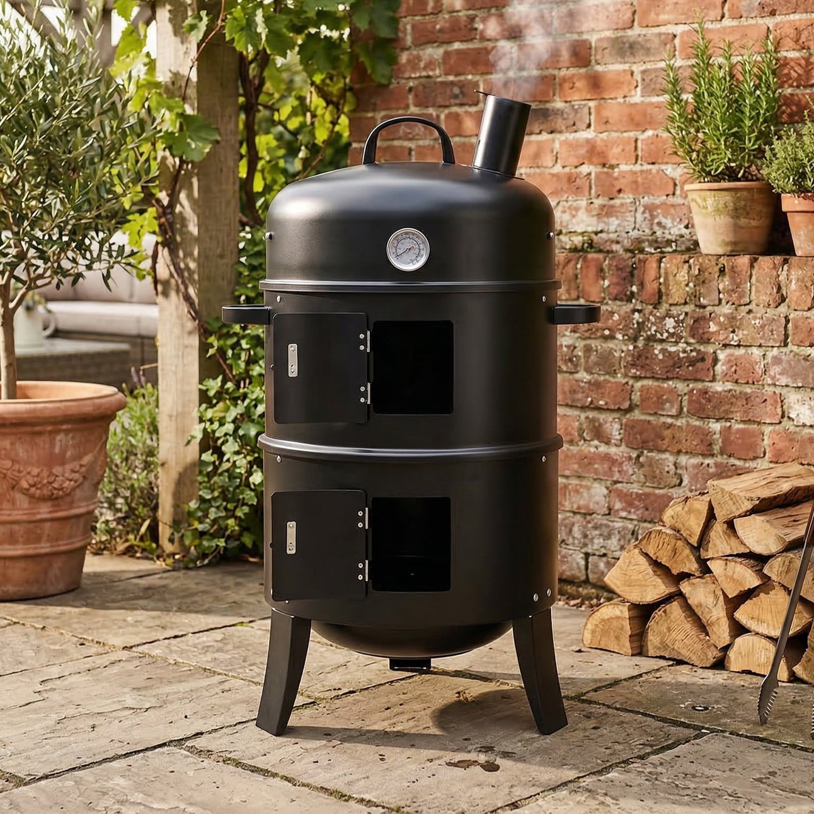 Zimtown BBQ Charcoal Grill Outdoor Barbecue Pit Smoker with 3 Levels Patio Backyard Black