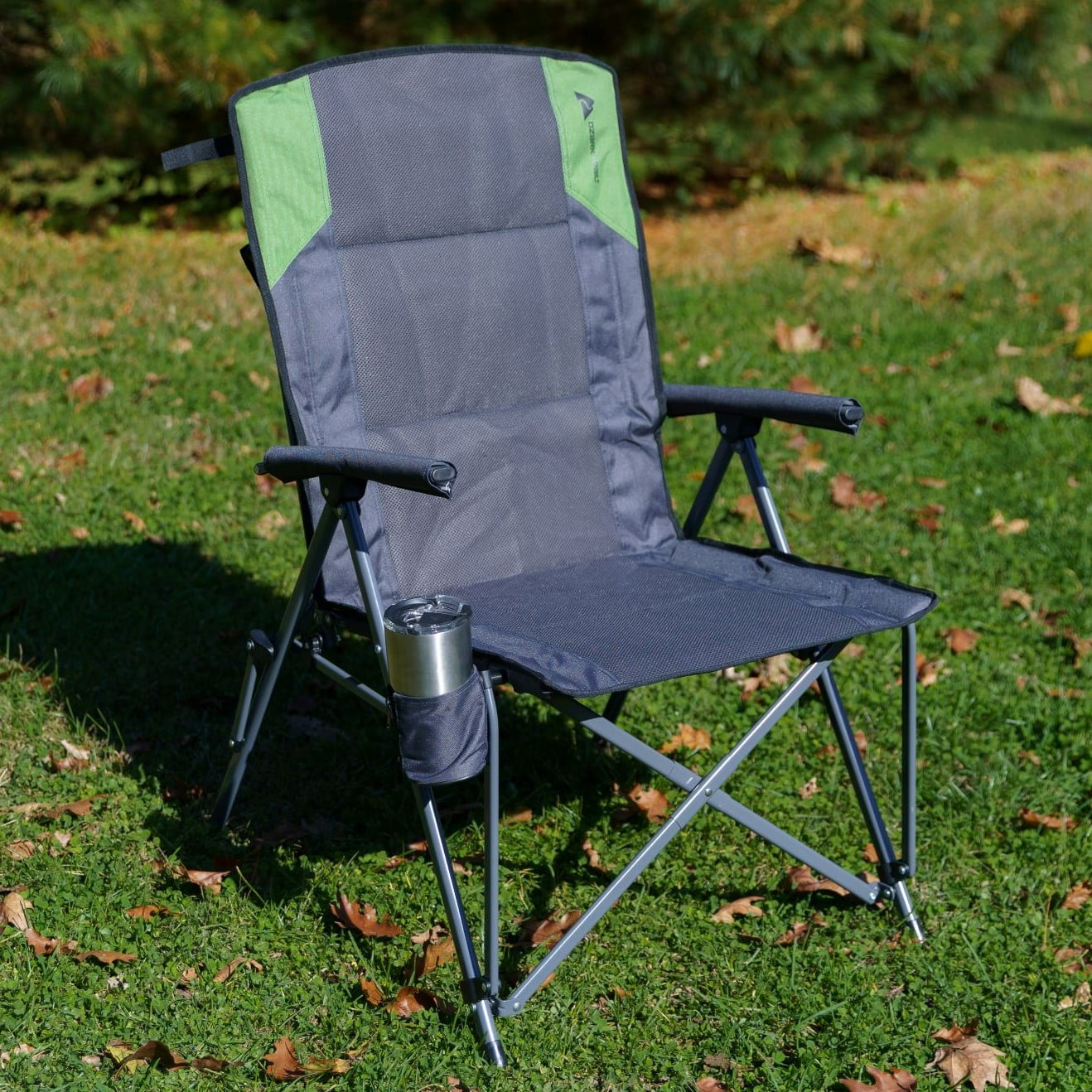 Ozark Trail High Back Hard Arm Camping Chair, Adult, Gray