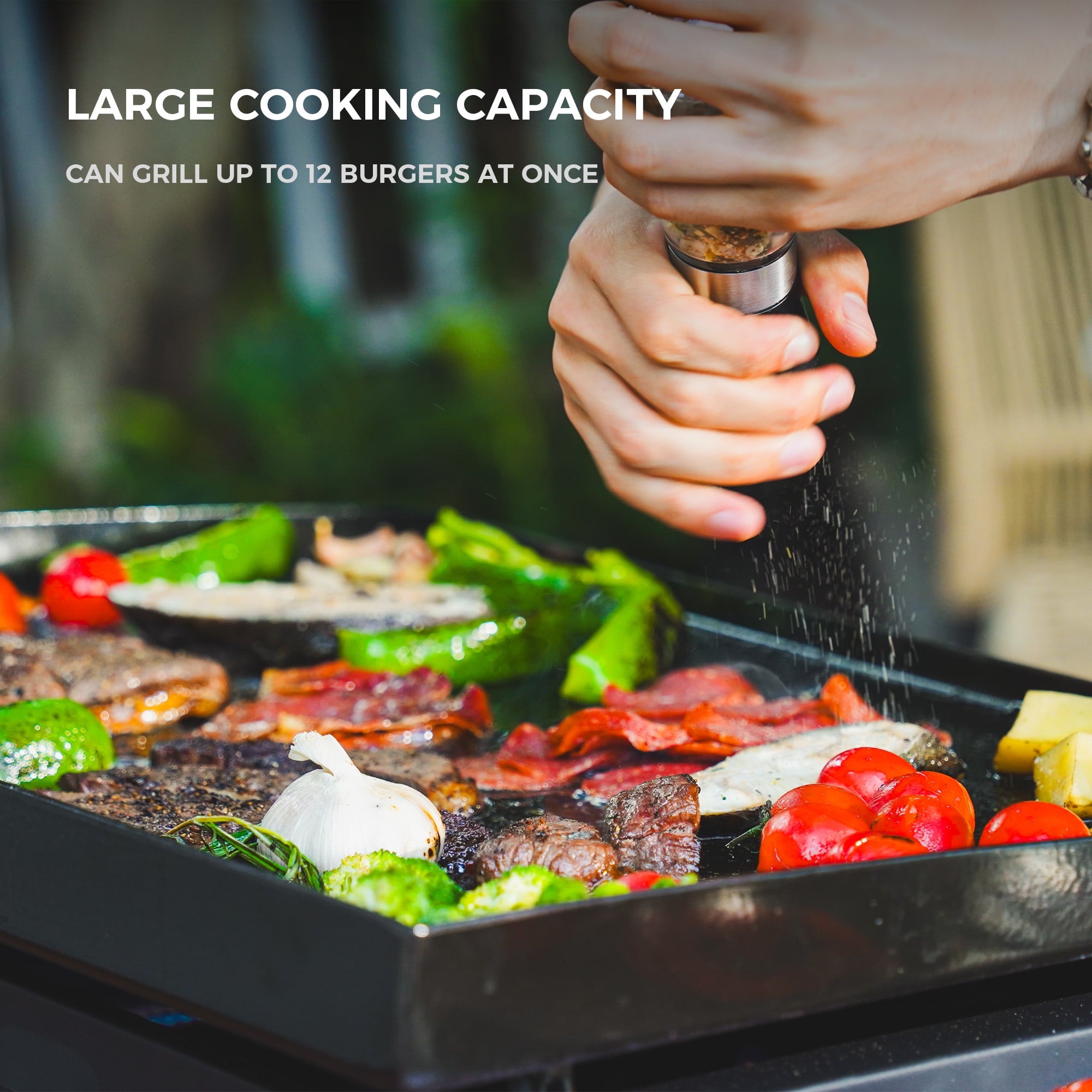 Master Cook 2-Burners Propane Griddle, Flat Top Gas Grill Griddle with Side Shelves for Outdoor BBQ, Camping