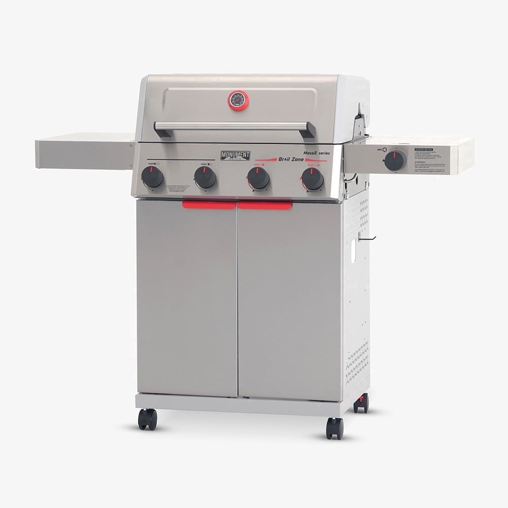 Monument Grills 4 +1 Burner Propane Gas Grill,49,000 BTU Stainless Steel Outdoor Patio Barbecue Grill with Folding Shelves and Flip Rack,Mesa II 415BZ