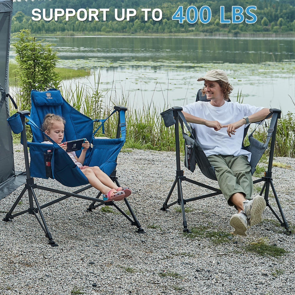 Hammock Camping Folding Chair for Outdoor with Adjustable Back and Padded Seat, Grey