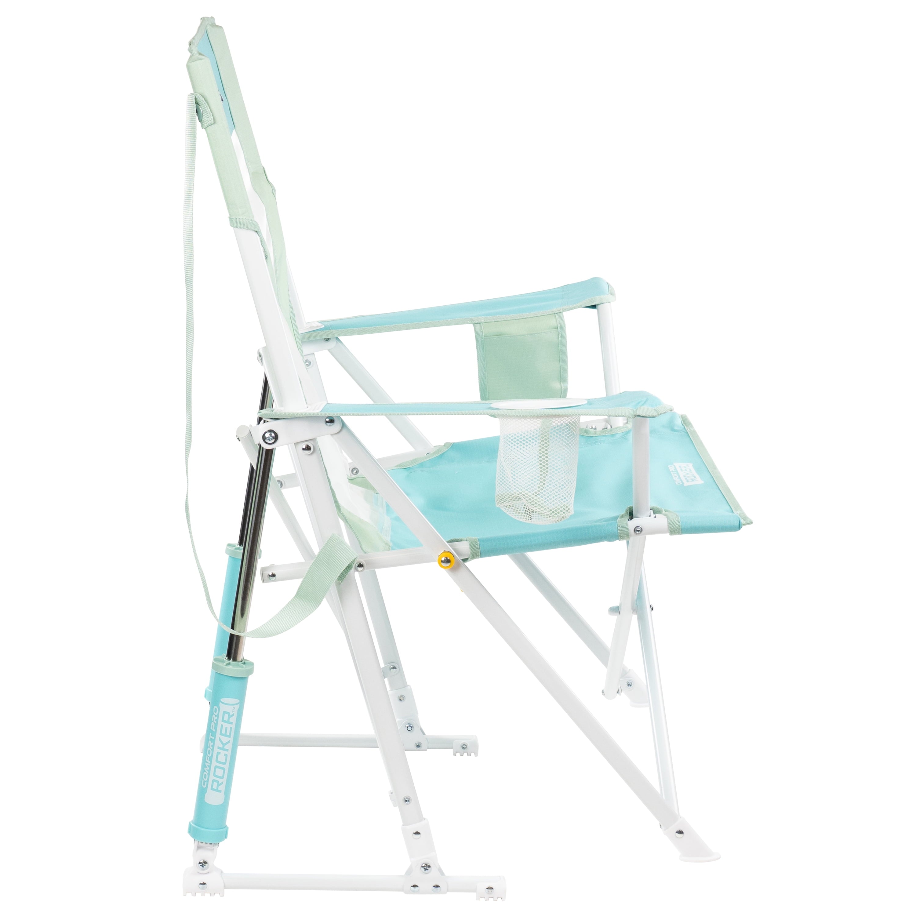 GCI Outdoor Comfort Pro Rocker Camping Chair with Mesh Backrest, Pastel Green Colorblock