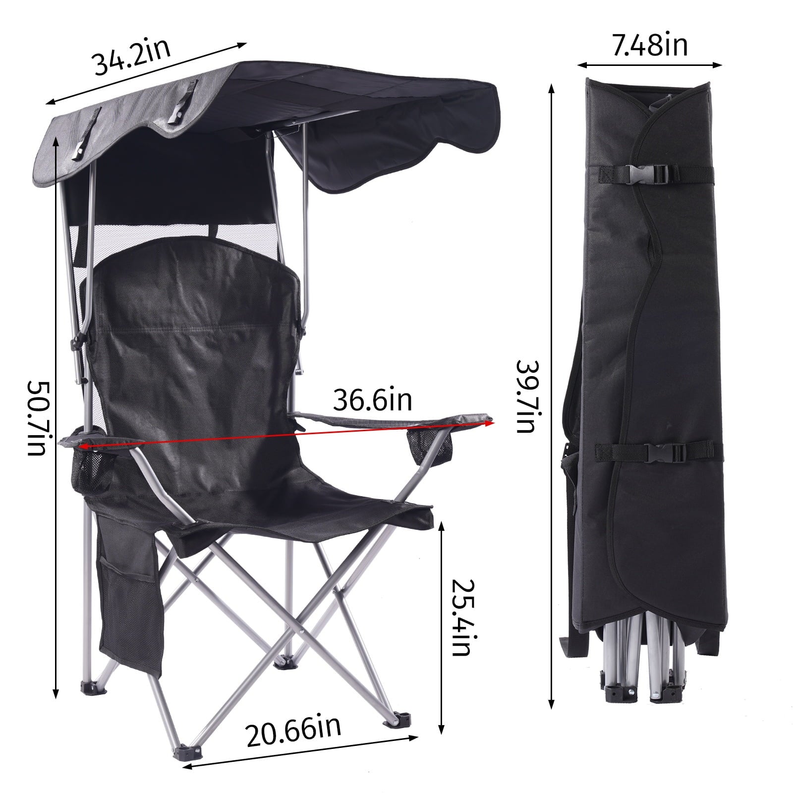 VTOY Camping Chair with Canopy Portable Canopy Camping Chairs with Shade for Outside Folding Beach Chairs with Shade for Adults(Olive Green)