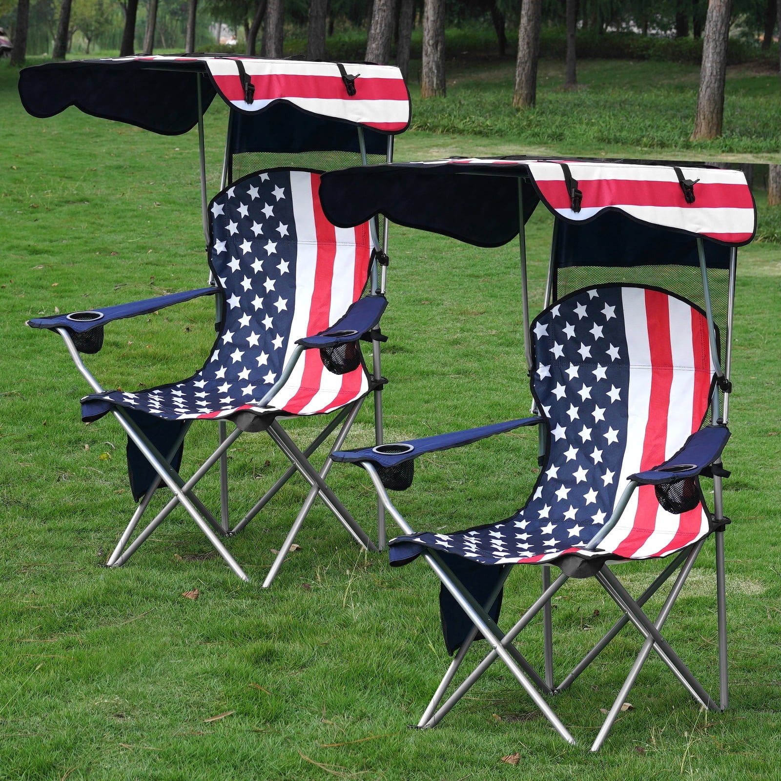 VTOY Camping Chair with Canopy Portable Canopy Camping Chairs with Shade for Outside Folding Beach Chairs with Shade for Adults(Olive Green)