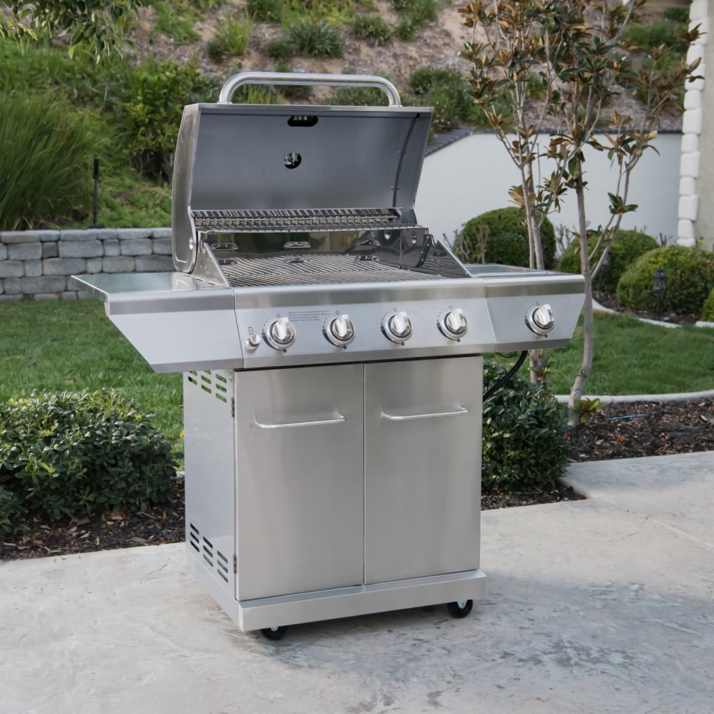 Nexgrill 4-Burner Propane Gas Grill with Side Burner, Stainless Steel Frame, 626 SQ In Total Cooking Space, 60,000 BTUs Output, BBQ Grill Perfect for Outdoor Gatherings - 720-0830H