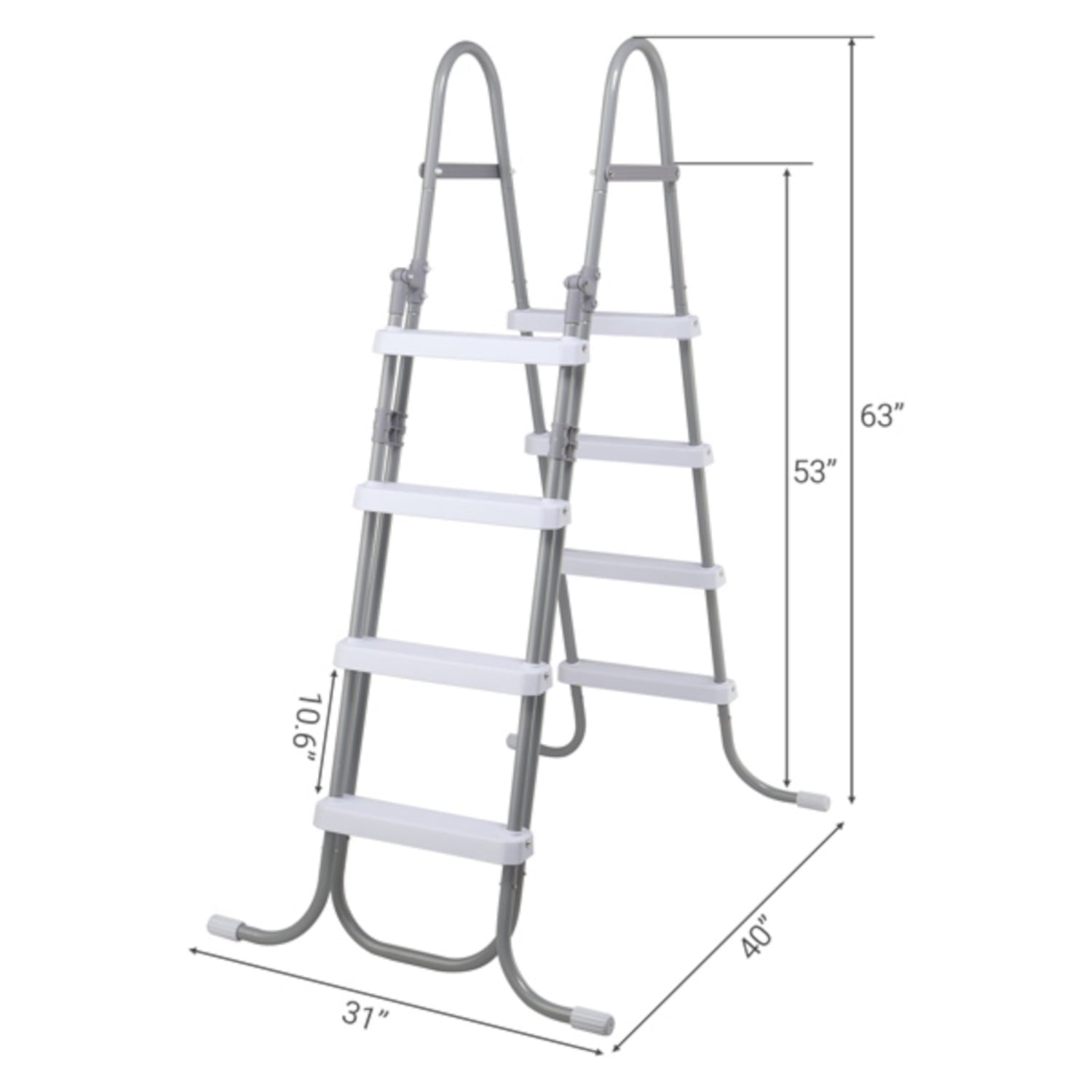 Alvantor 4-Step Above Ground Pool Ladder with Safety Buckle Foldable Entry Side 300 lb Capacity for Pools up to 52 in