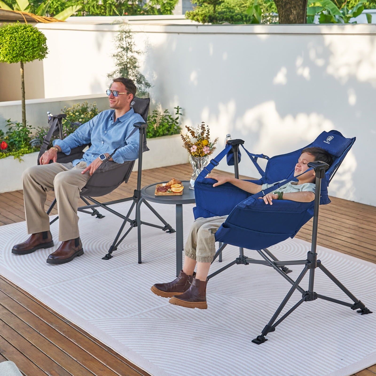 Hammock Camping Folding Chair for Outdoor with Adjustable Back and Padded Seat, Grey