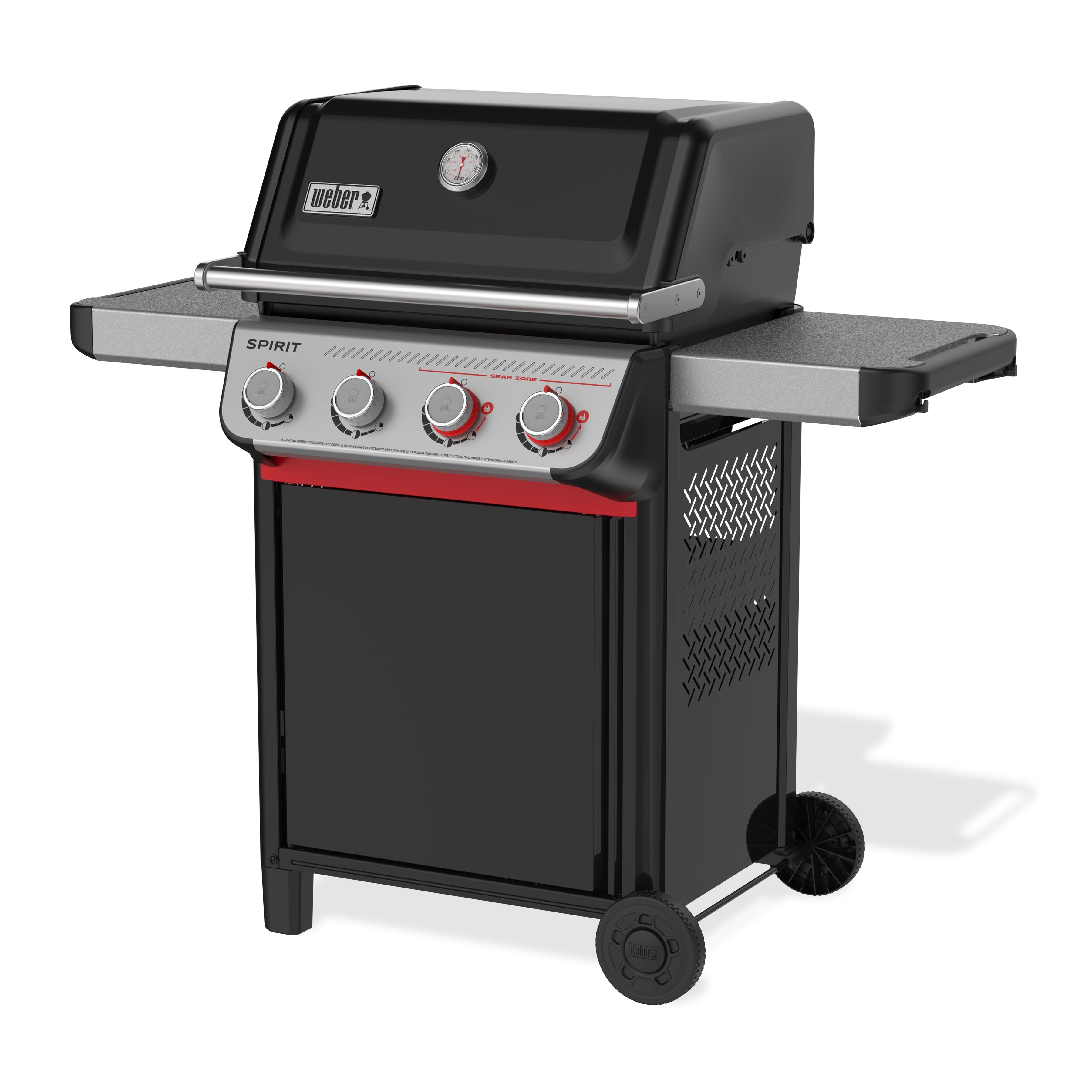 Weber Spirit Gas Grill, E-425 4 Burner Propane Gas Grill with Wheels, Black