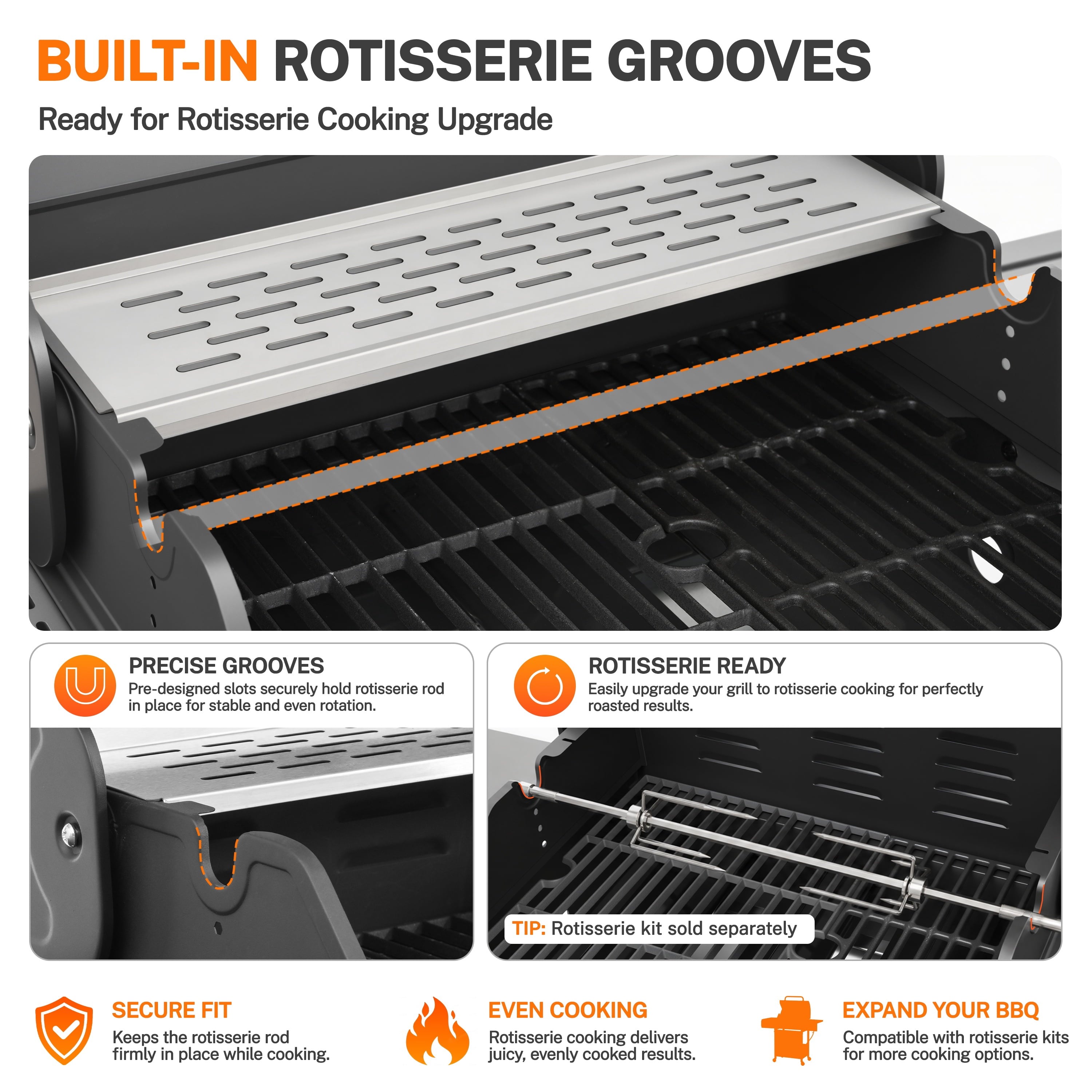 Segmart 4 Burner BBQ Propane Gas Grill with Side Burner, Stainless Steel 50,000 BTU Patio Barbecue Grill with Shelf, Gas Tank Hook, Towel Rack & Bottle Opener, Fits for Camping, Outdoor Cooking
