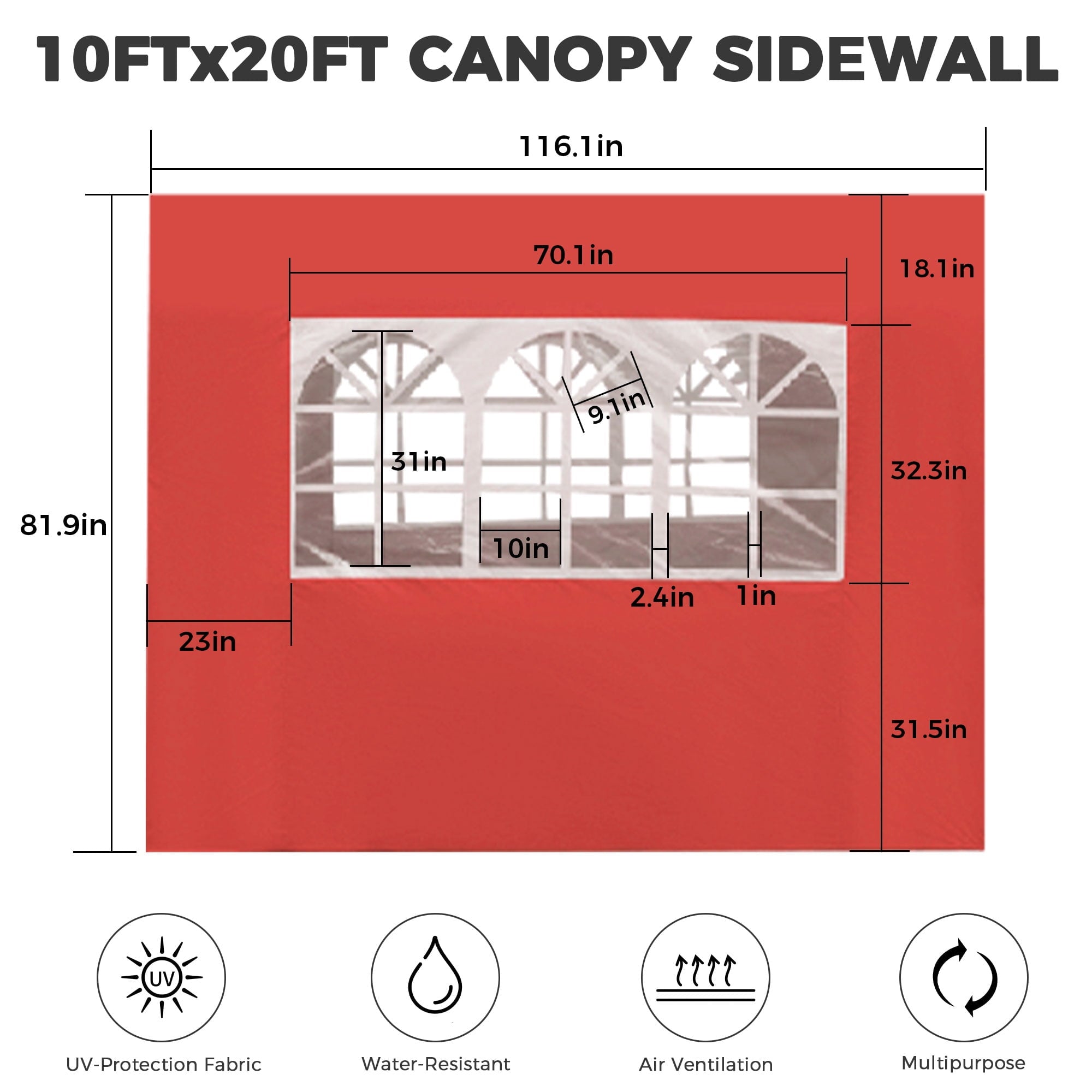 Ainfox 5-Piece Sidewalls for 10x20 Pop Up Canopy Tent, 420D Oxford PVC Waterproof Sun Shade Privacy Walls with Windows & Zippers, White