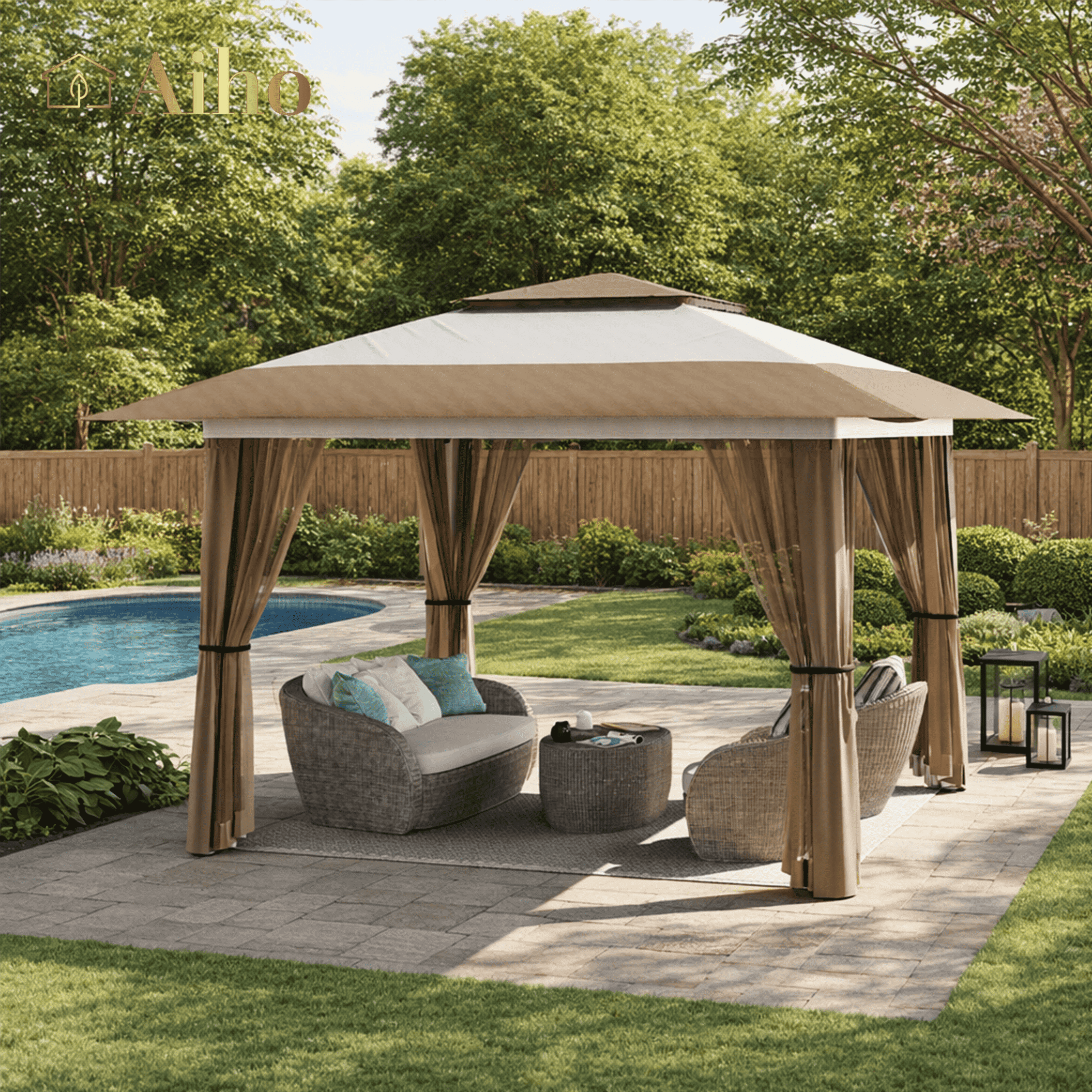 10x10 Pop-Up Canopy Tent with Removable Walls, 3 Height Adjustable Easy Set up Portable Gazebo, For Camping, White