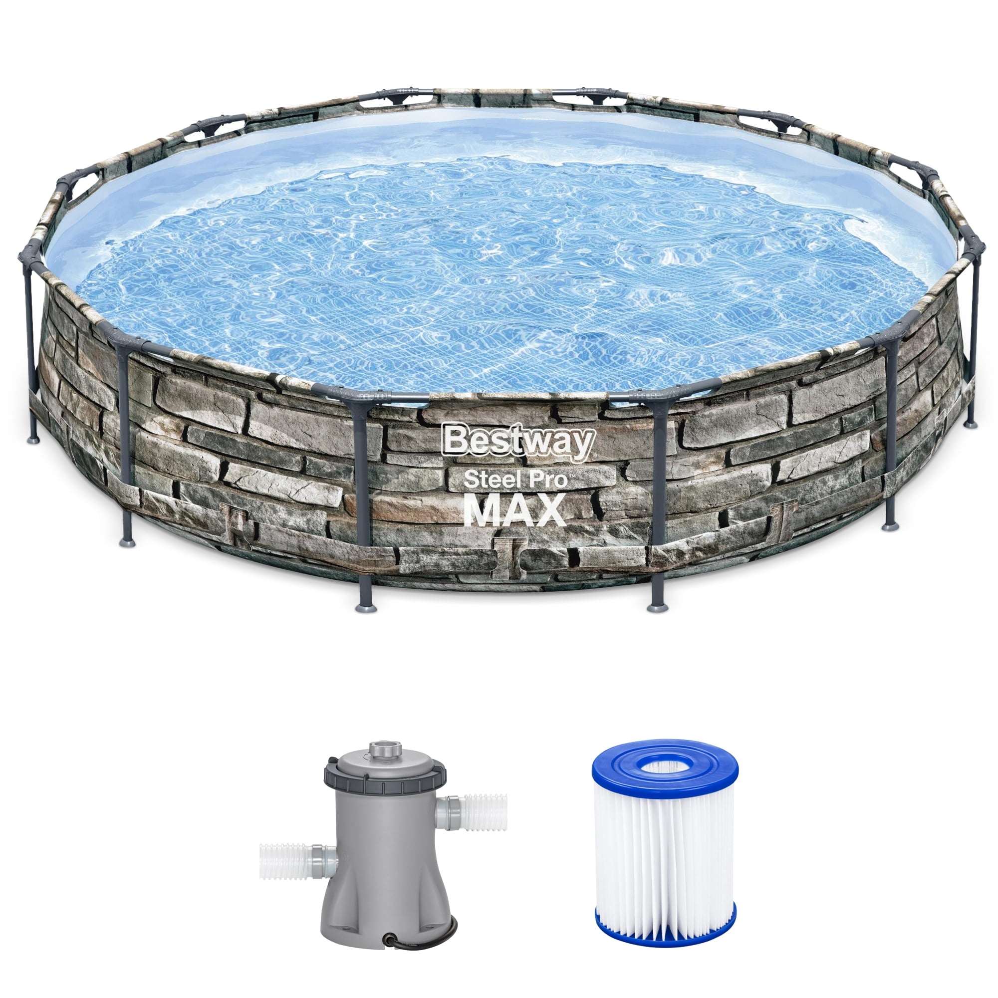 Bestway Steel Pro MAX 10'x30\ Metal Frame Above Ground Pool Set w/ Filter Pump & Cartridge