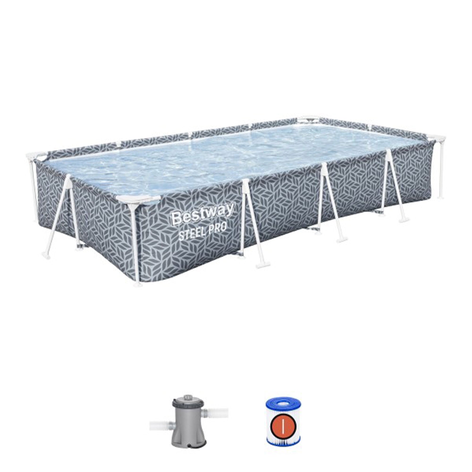 Bestway Steel Pro Rectangle Above Ground Pool Set, 12' x 6'7 x 26