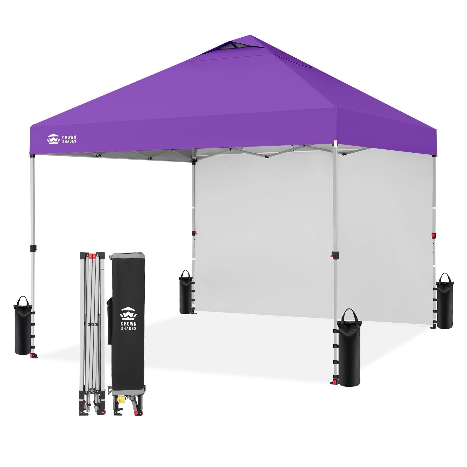 CROWN SHADES 10'x10' Instant Canopy Tent with 1 Sidewall with One Push Setup Sun Shelter for Events Parties Sky Blue