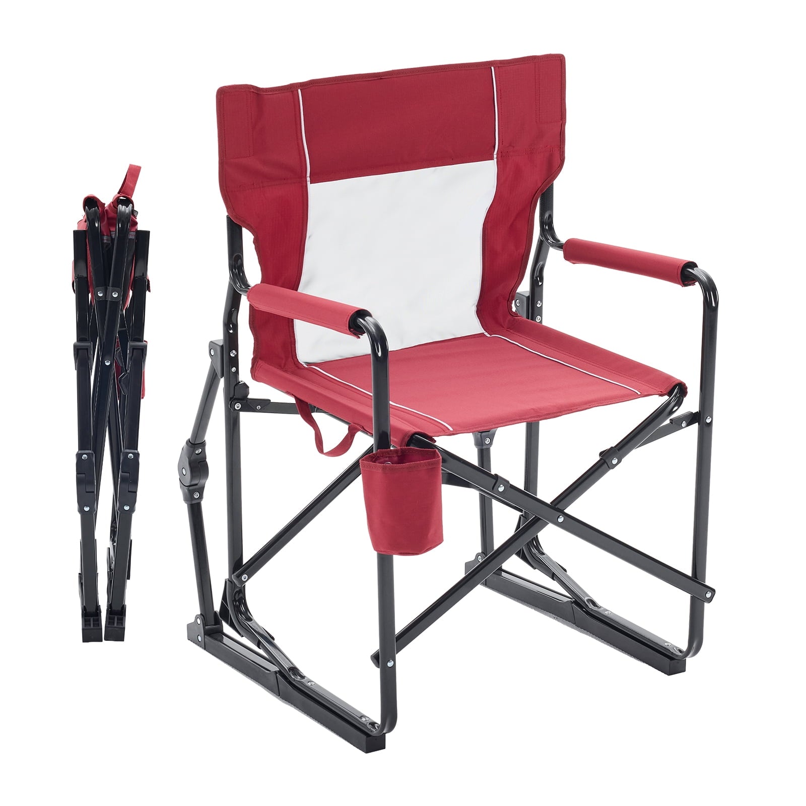 EDX Folding Camping Chair, Padded High Back, Adjustable Lumbar Support, Extra Wide for Adults, 500 lbs Steel Frame, Portable Outdoor,Black