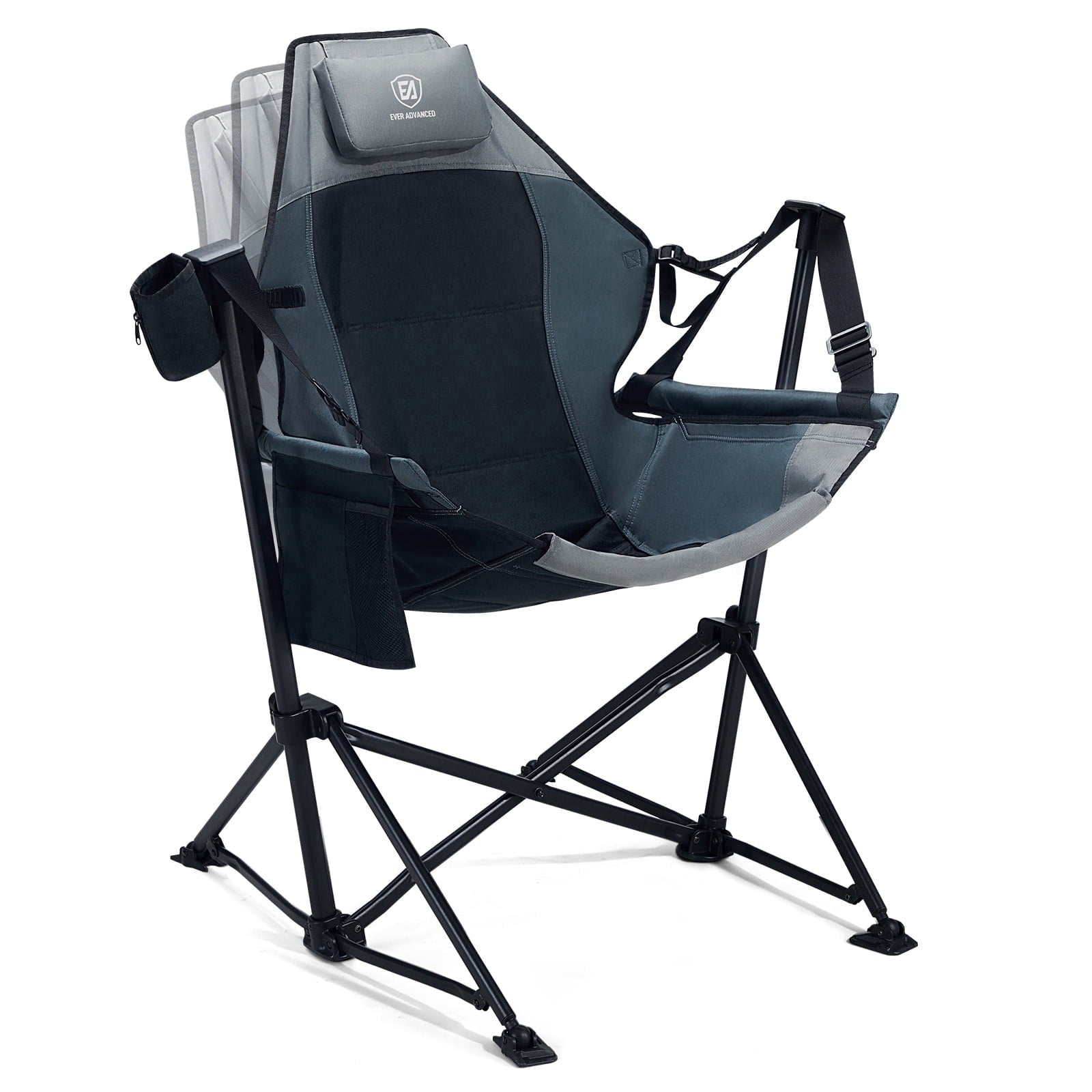 Hammock Camping Folding Chair for Outdoor with Adjustable Back and Padded Seat, Grey