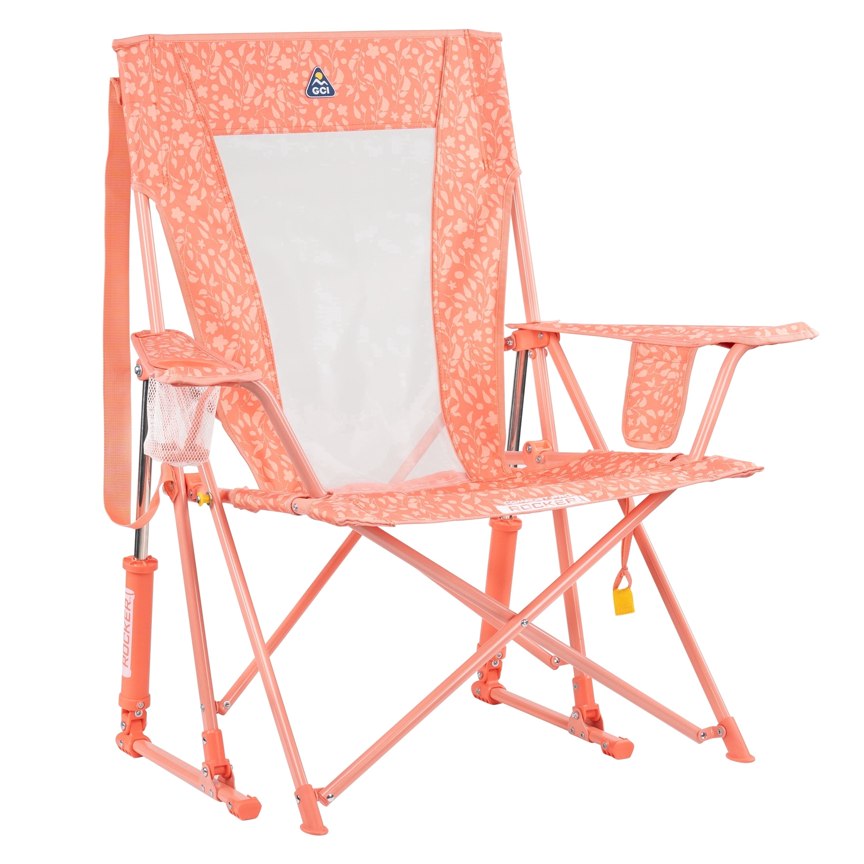 GCI Outdoor Comfort Pro Rocker Camping Chair with Mesh Backrest, Pastel Green Colorblock