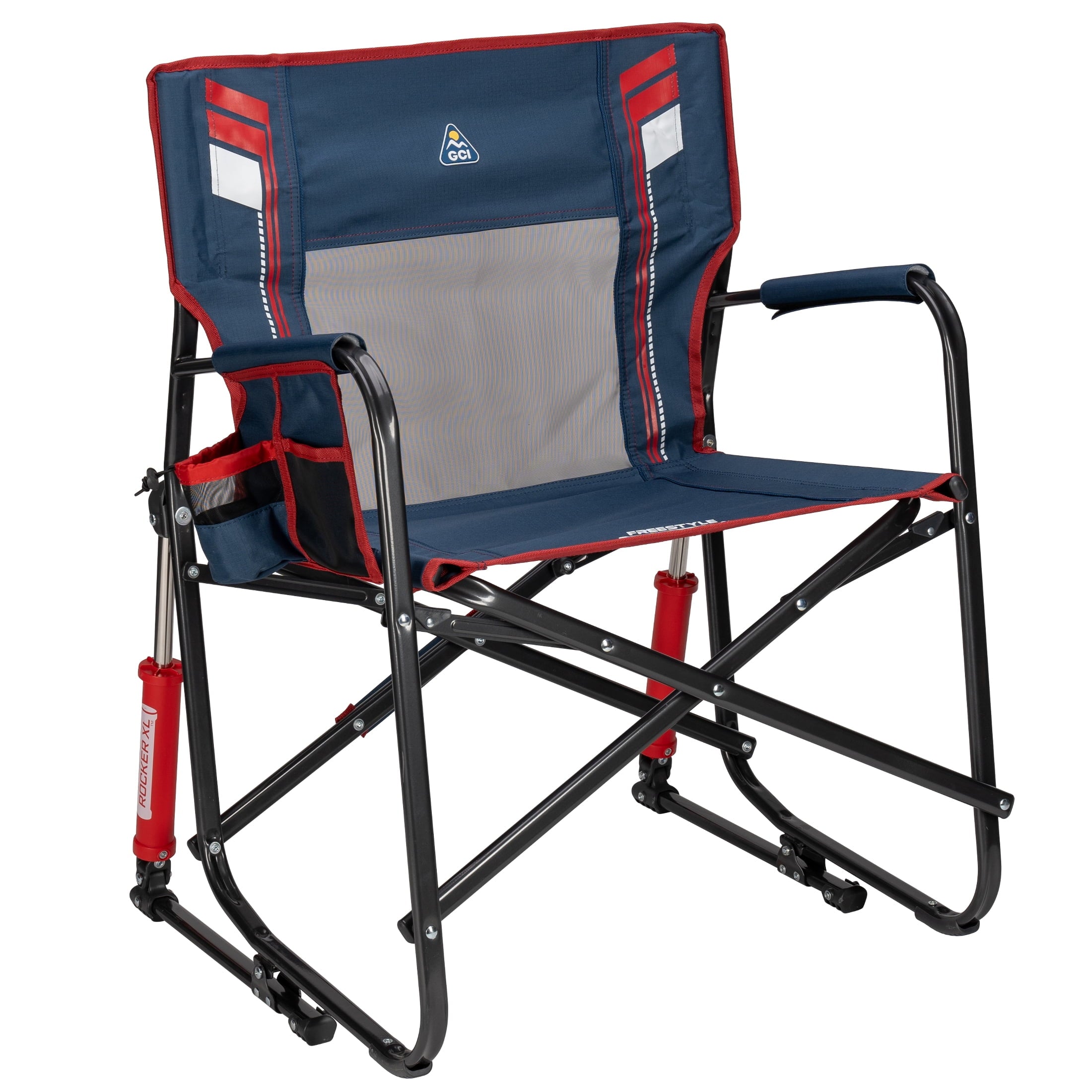 GCI Outdoor Freestyle Rocker XL Oversized Foldable Rocking Camp Chair, Pewter